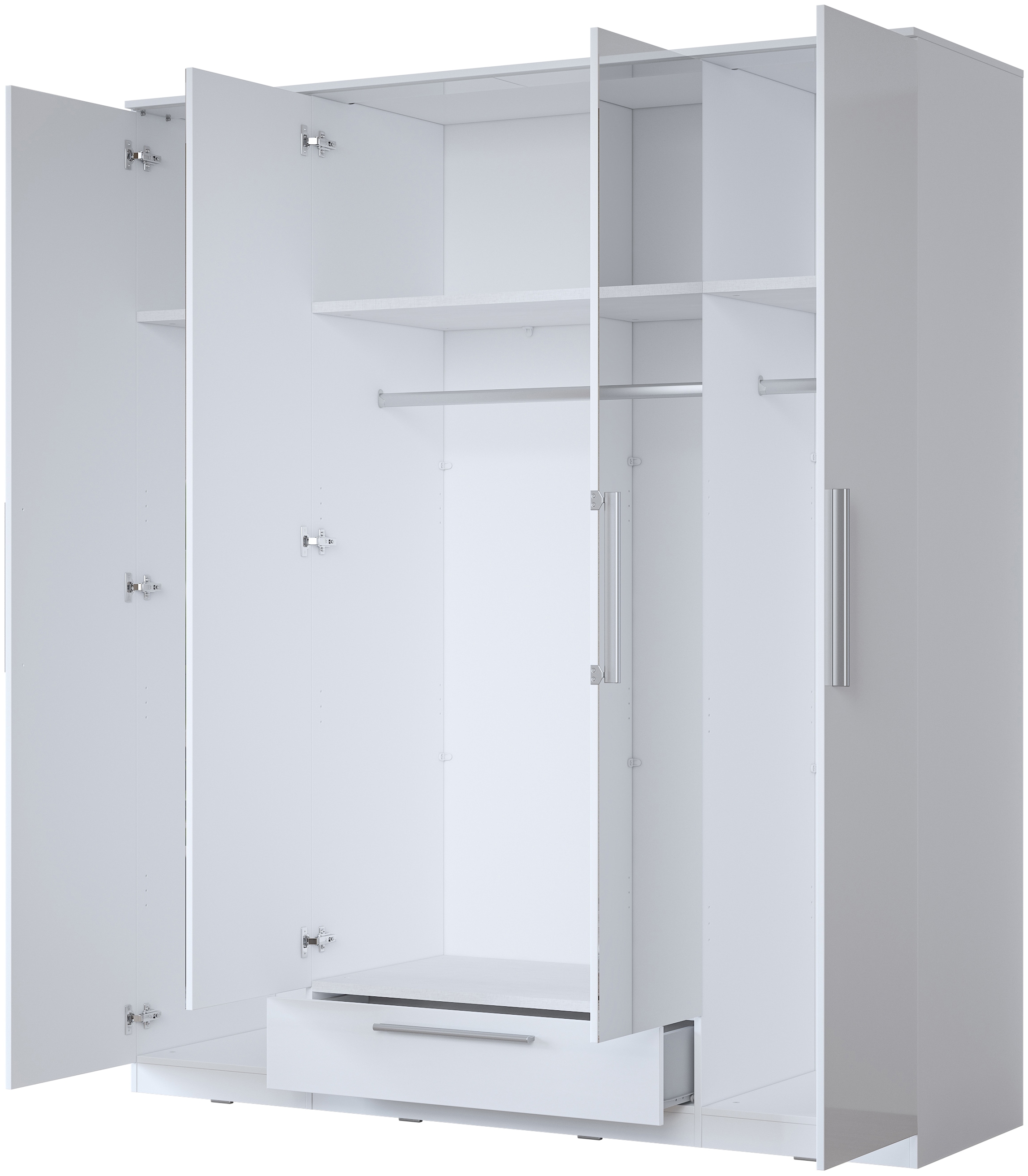INOSIGN Kleiderschrank »India, FSC-zertifizierter Holzwerkstoff, Made in Europe«, (in Schieferoptik oder weiss mit Hochglanzfront), mit Beleuchtung und Fernbedienung, 181 oder 225x215x60cm
