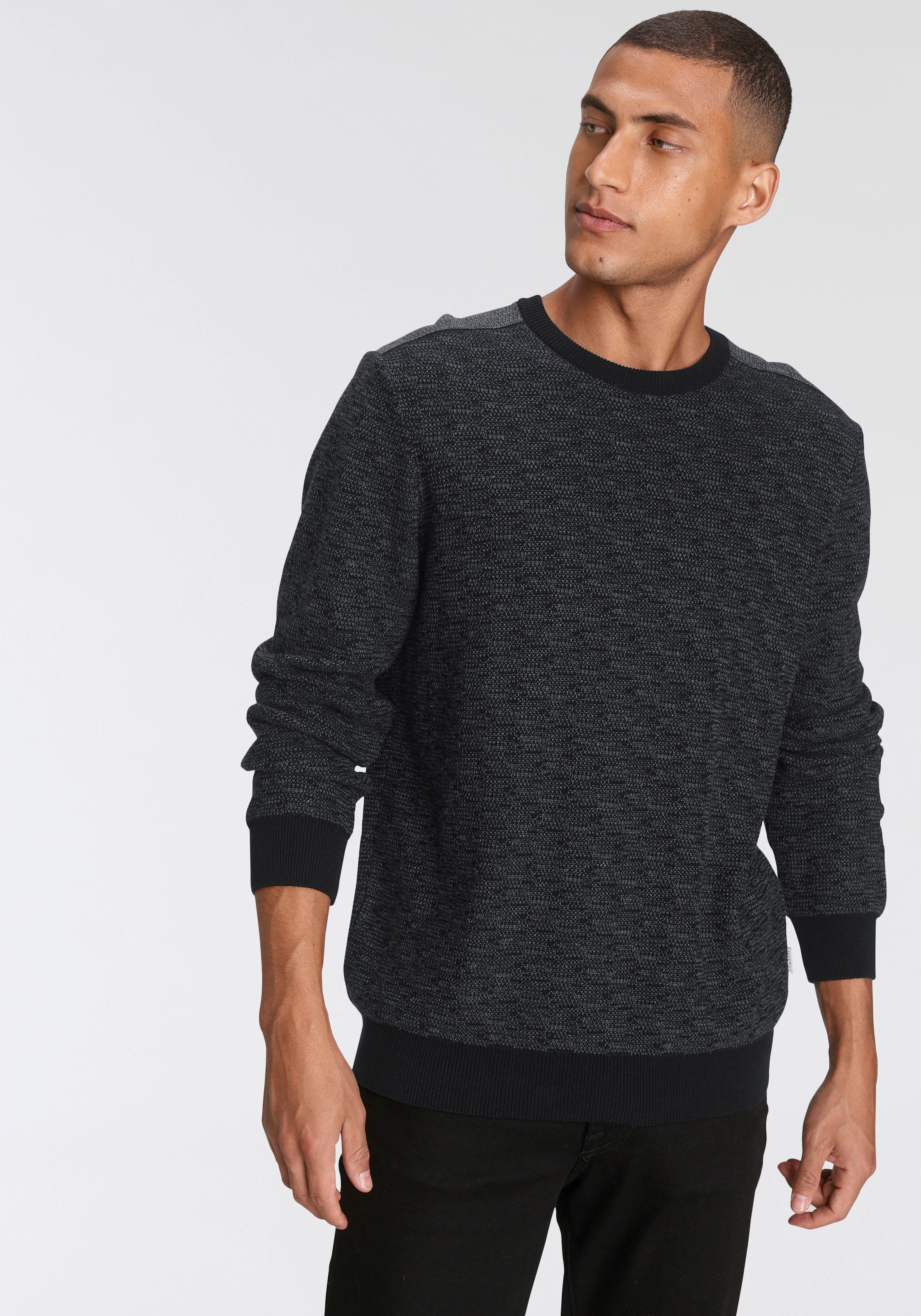 Image of bugatti Rundhalspullover, in melierter Optik bei Ackermann Versand Schweiz