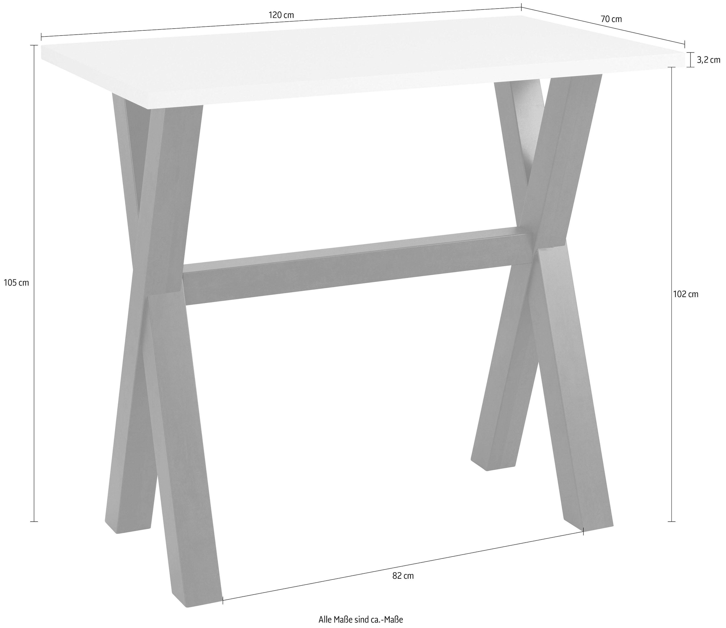 Mäusbacher Bartisch, Gestell in X-Form (Breite 120, 140 oder 160 cm)