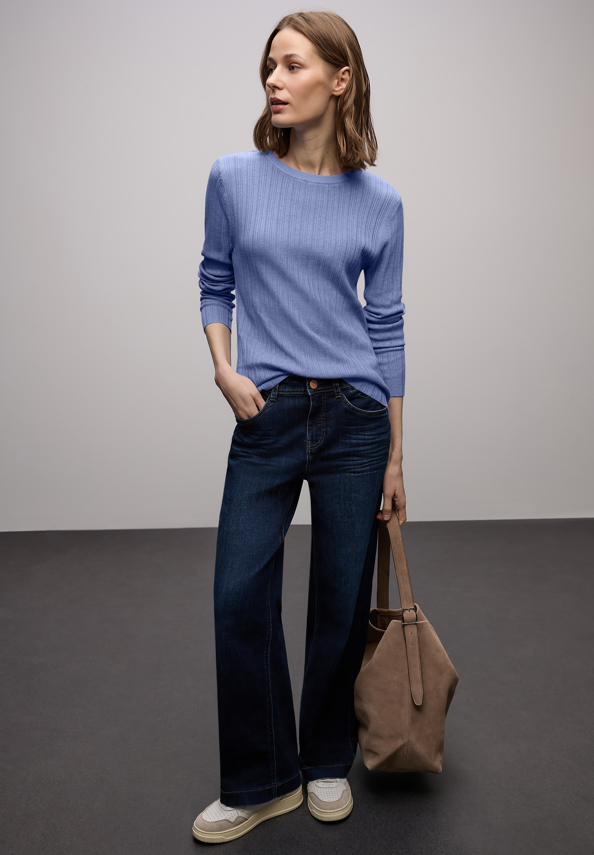 STREET ONE Pull en tricot mit Rippstruktur und Viskose