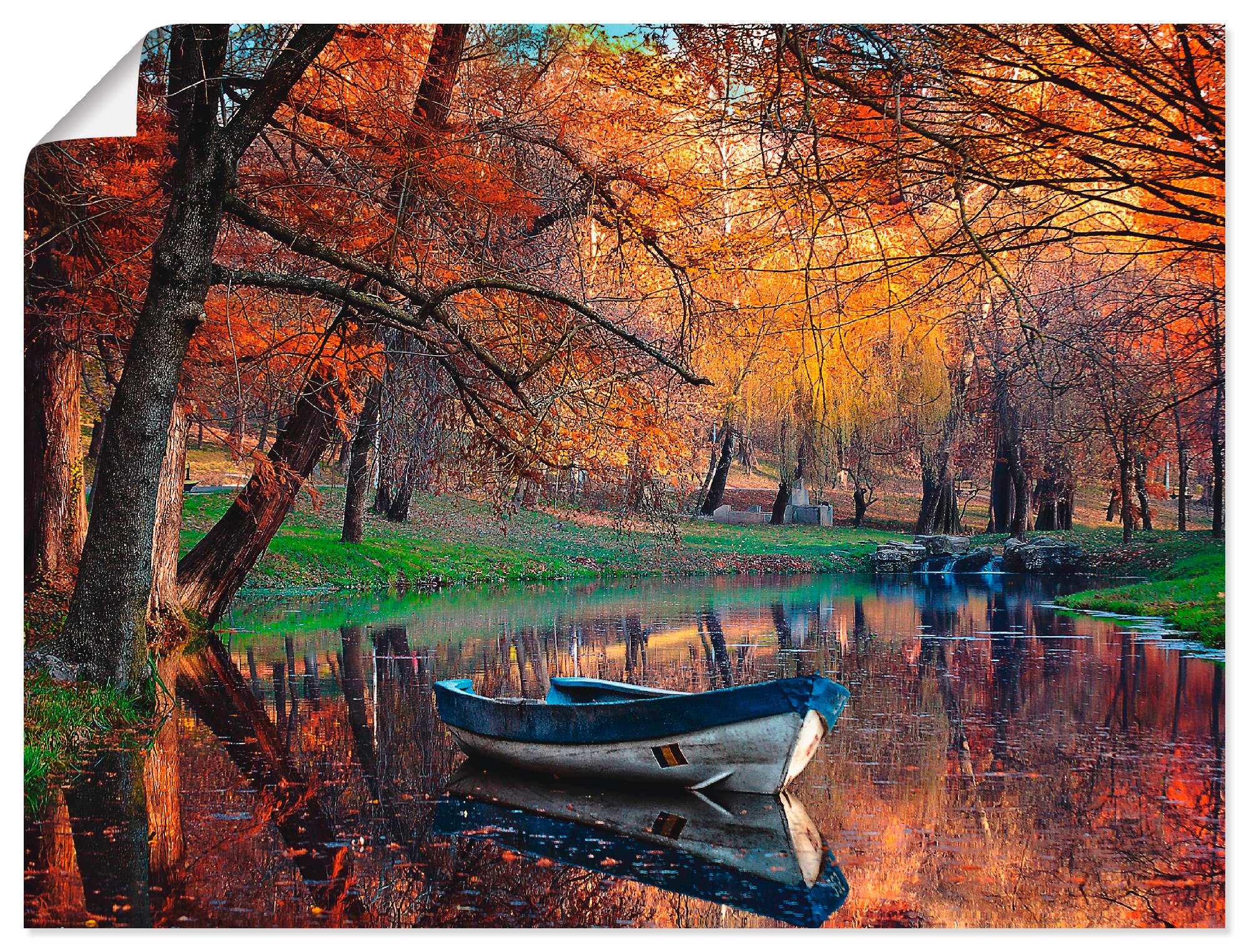 Artland Wandbild »Bunte Herbstlandschaft«, Boote & Schiffe, (1 St.), als  Leinwandbild, Wandaufkleber oder Poster in versch. Grössen