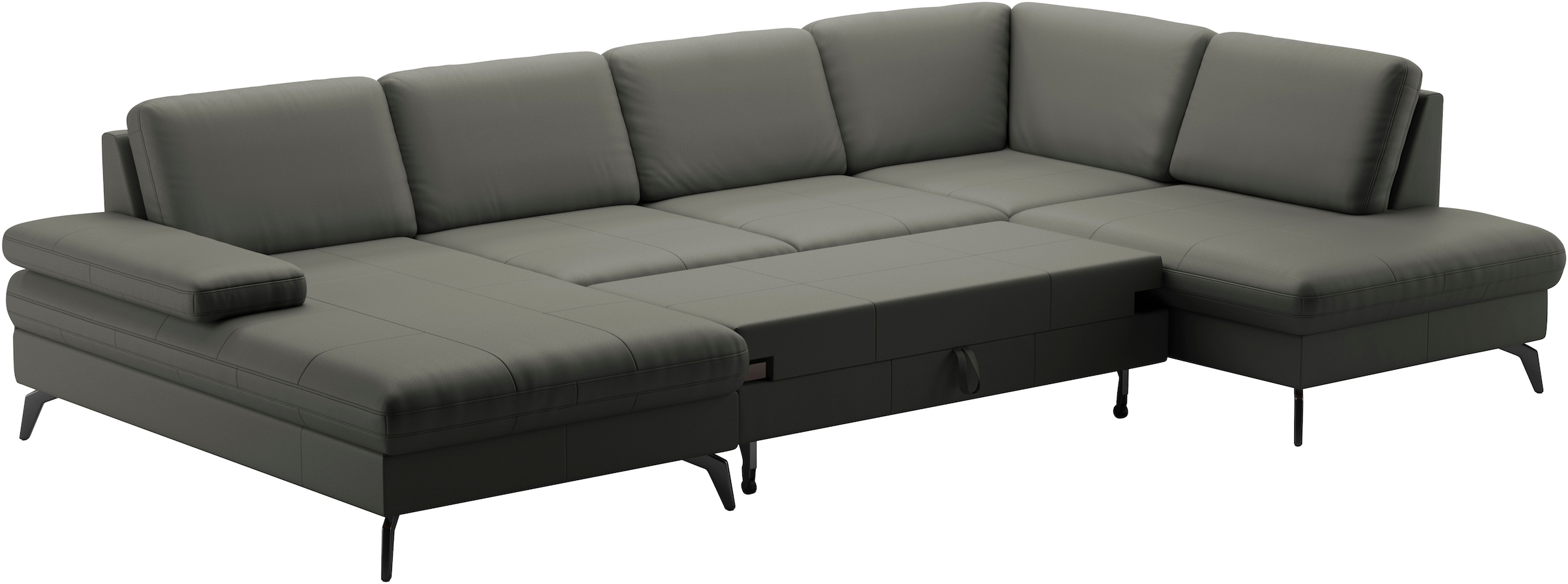 sit&more Wohnlandschaft »Morris U-Form, inkl. Sitztiefenverstellung«, wahlweise mit Armteilverstellung, Bettfunktion & Bettkasten