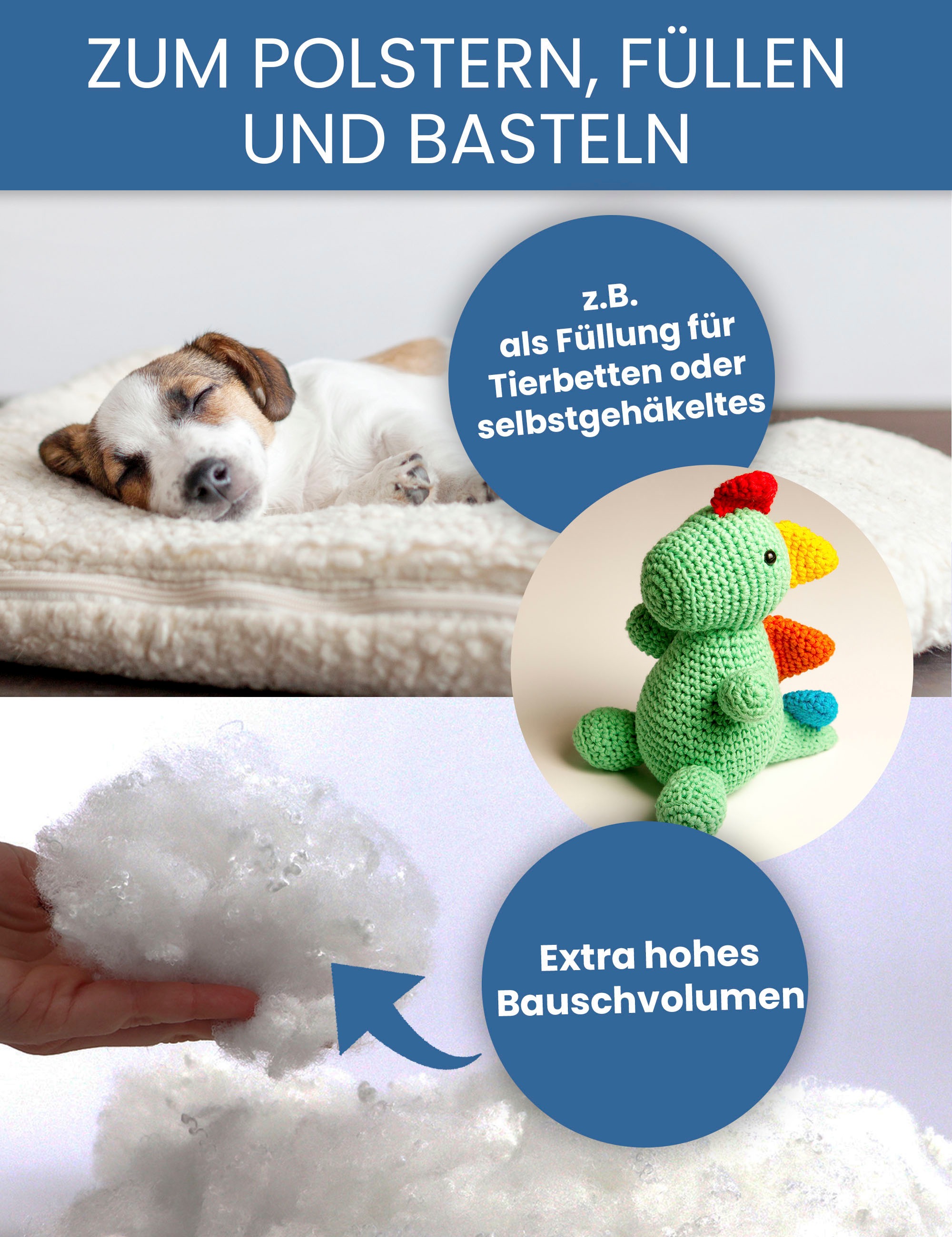 Primaflor-Ideen in Textil Kissenfüllung »Premium Füllwatte hochbauschend«, Füllmaterial für Kissen, Kuscheltiere & Puppen, Möbel, waschbar