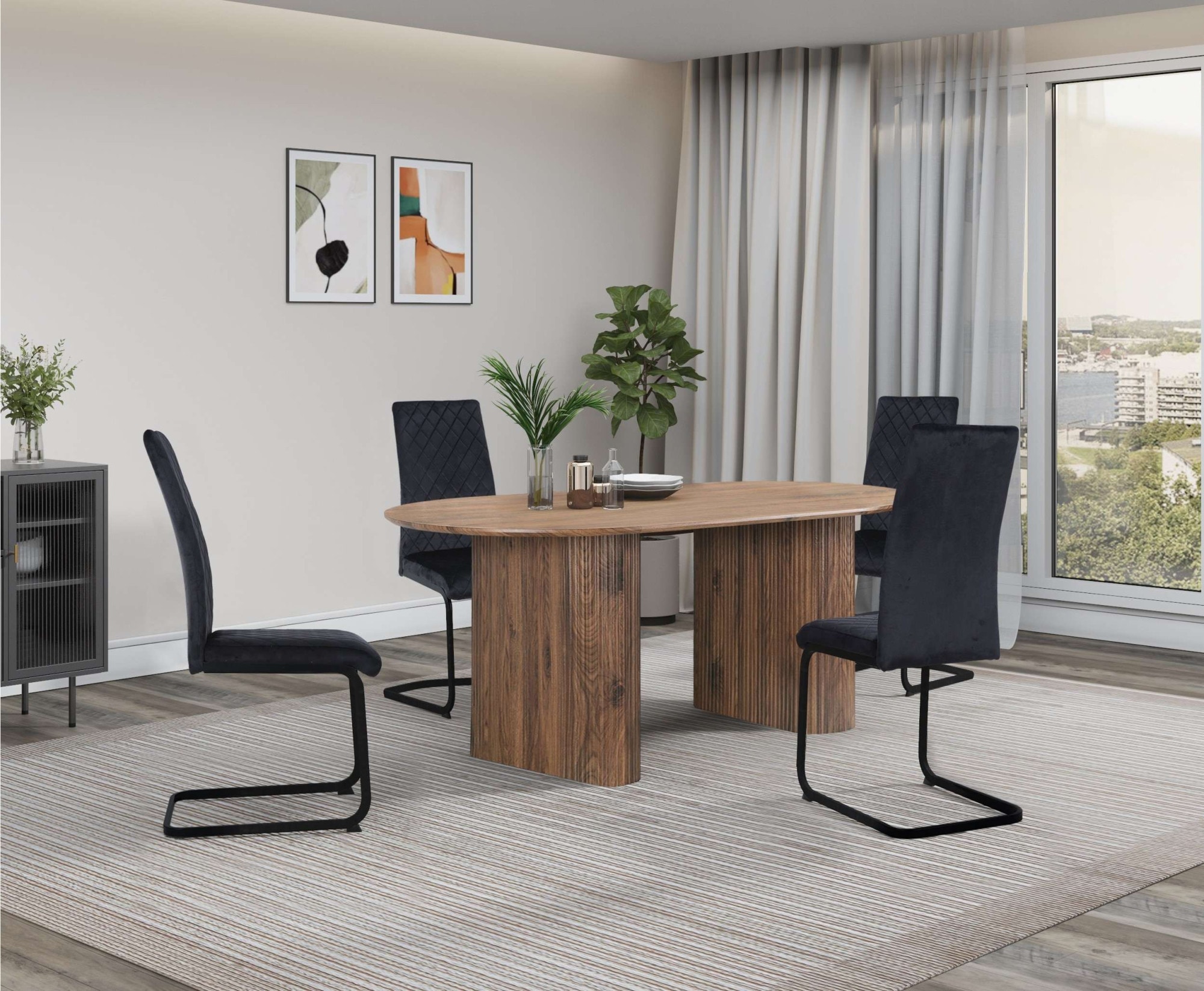 GOODproduct Esstisch »Bostonia« ovaler Esstisch, Beine mit Rillenstruktur, pflegeleicht, Höhe 76 cm