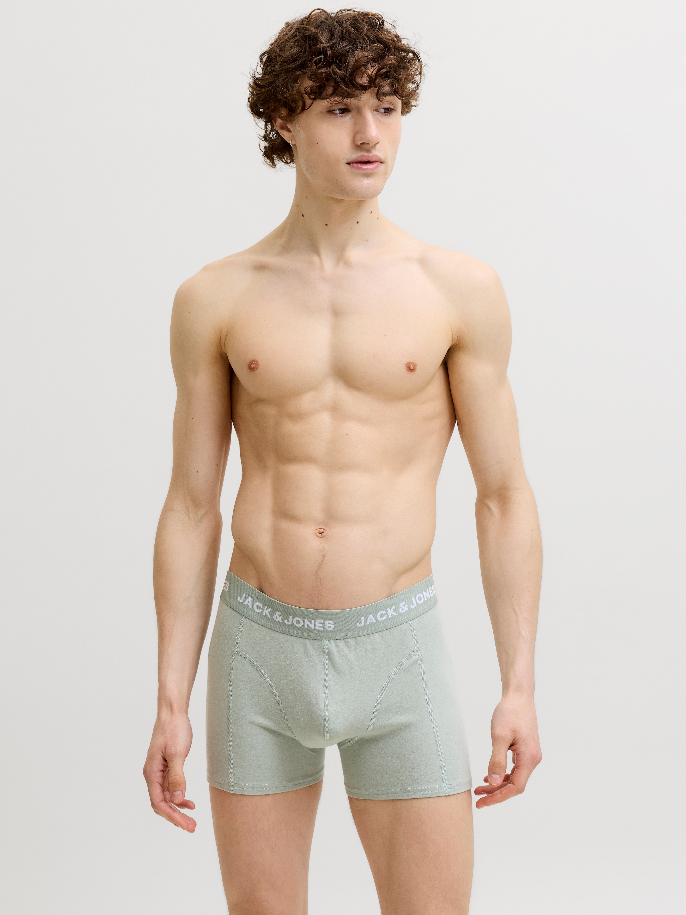 Jack & Jones »JACBENJA SOLID TRUNKS 7 PACK STYD« Paquet, 7 cuis mélange de coton, ceinture élastique