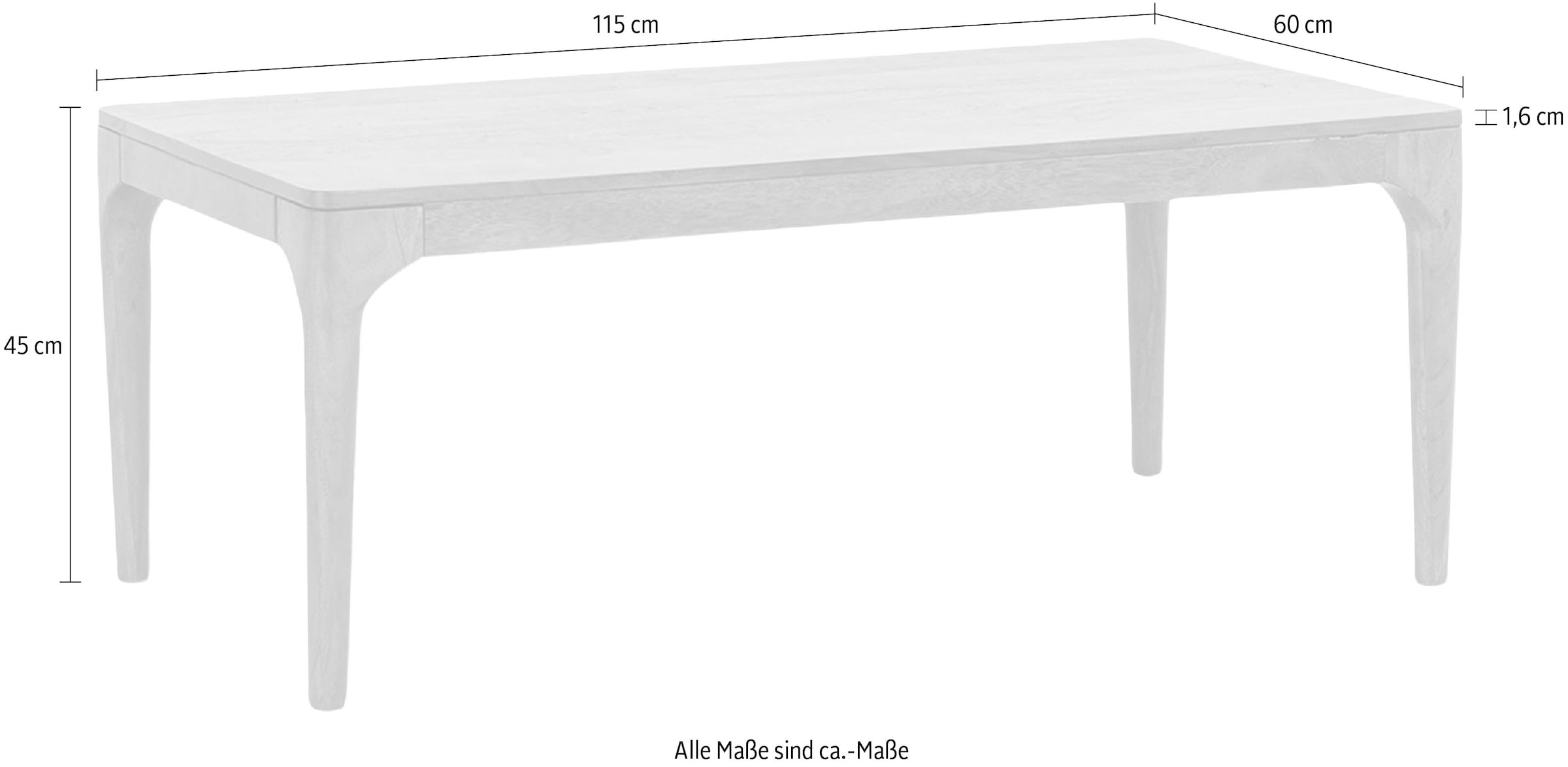 byLIVING Couchtisch »Bosse«, aus Massivholz, Breite 115 oder 60 cm