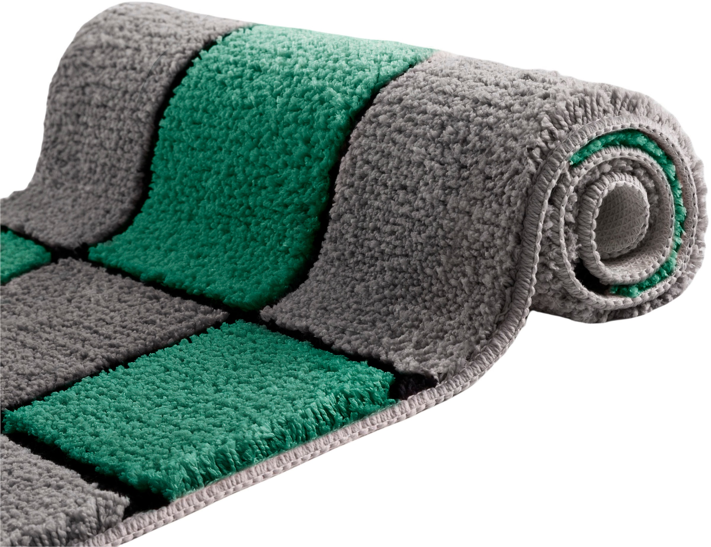 my home Badematte »Melli«, rutschhemmend beschichtet, fussbodenheizungsgeeignet, Badteppich, mit Muster, karierte Badematte