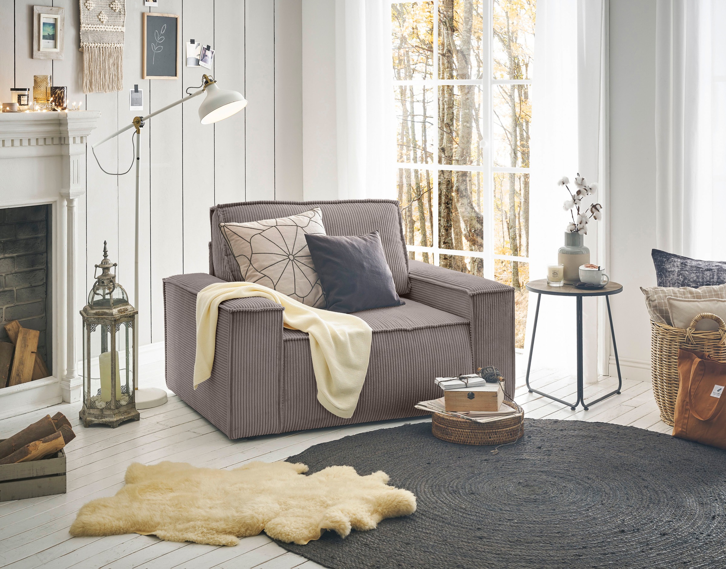 Home affaire Fauteuil »SHERWOOD, Love-Seat in 3 Stoffarten verfügbar« passend zur Polster-Serie SHERWOOD