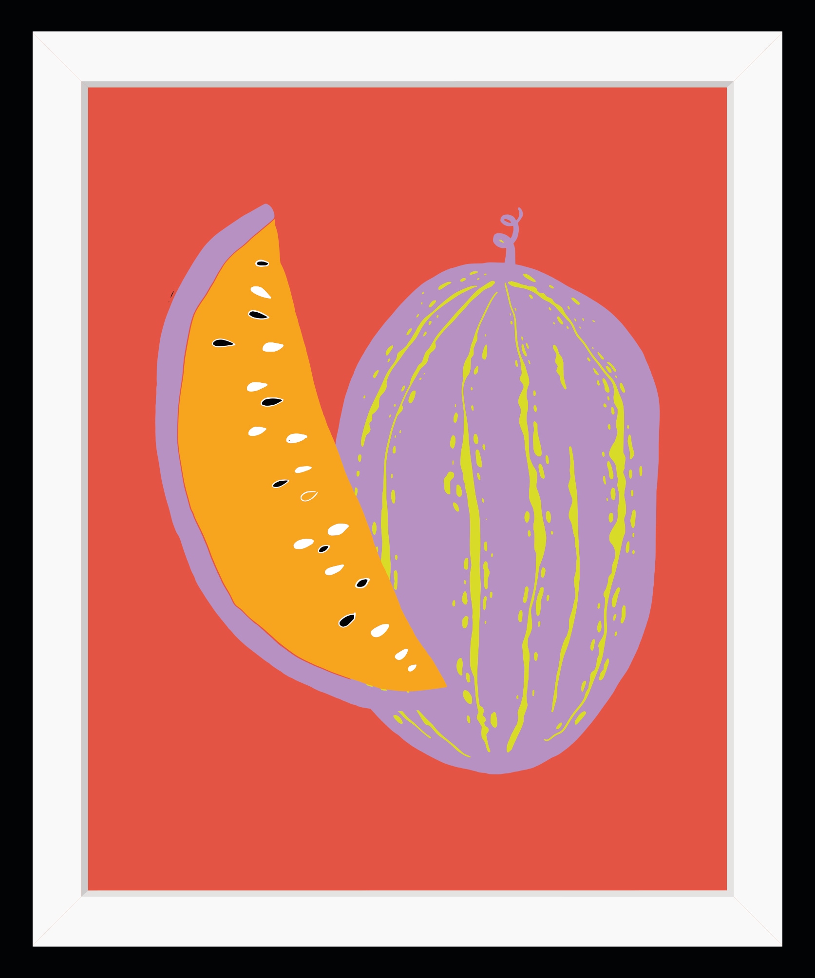 Image of queence Bild "Marleen" Kunst Lebensmittel Obst Obst Bilder Wassermelone HD Premium Poster-Druck inkl. Holzrahmen