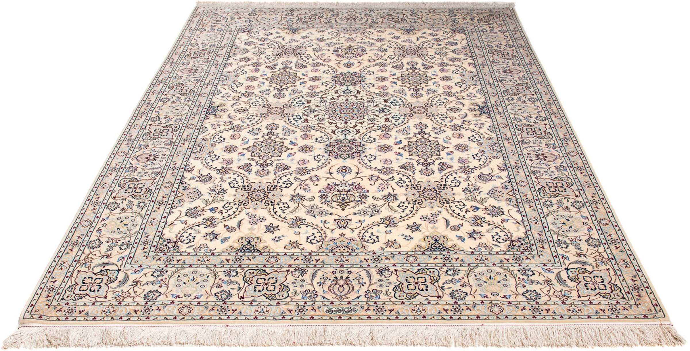 Image of morgenland Orientteppich »Perser - Nain - Premium - 218 x 154 cm - beige«, rechteckig, 6 mm Höhe, Wohnzimmer, Handgeknüpft, Einzelstück mit Zertifikat bei Ackermann Versand Schweiz