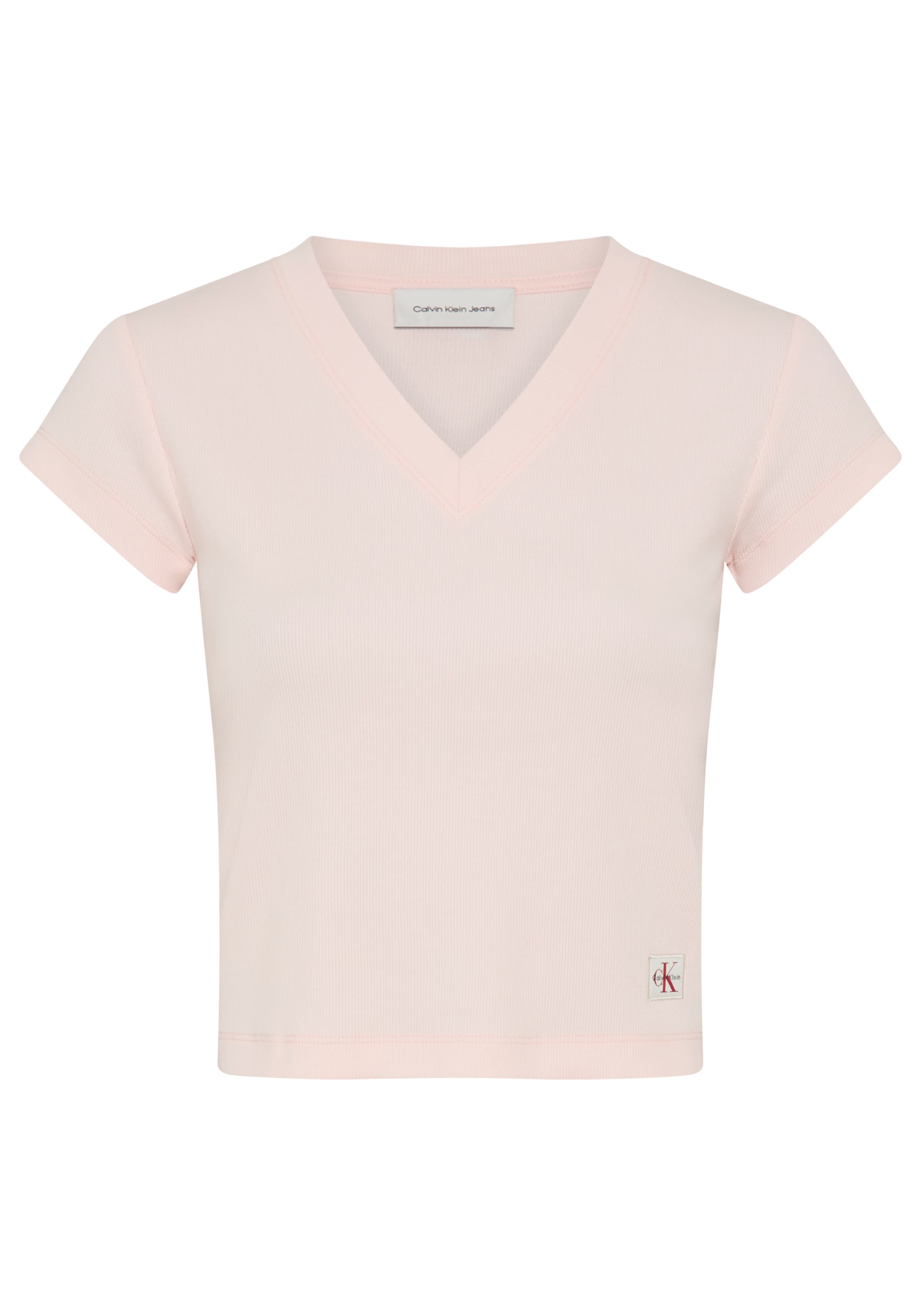 Calvin Klein Jeans T-Shirt »A- SS WOVEN LABEL RIB VNECK TEE« mit gewebtem Label