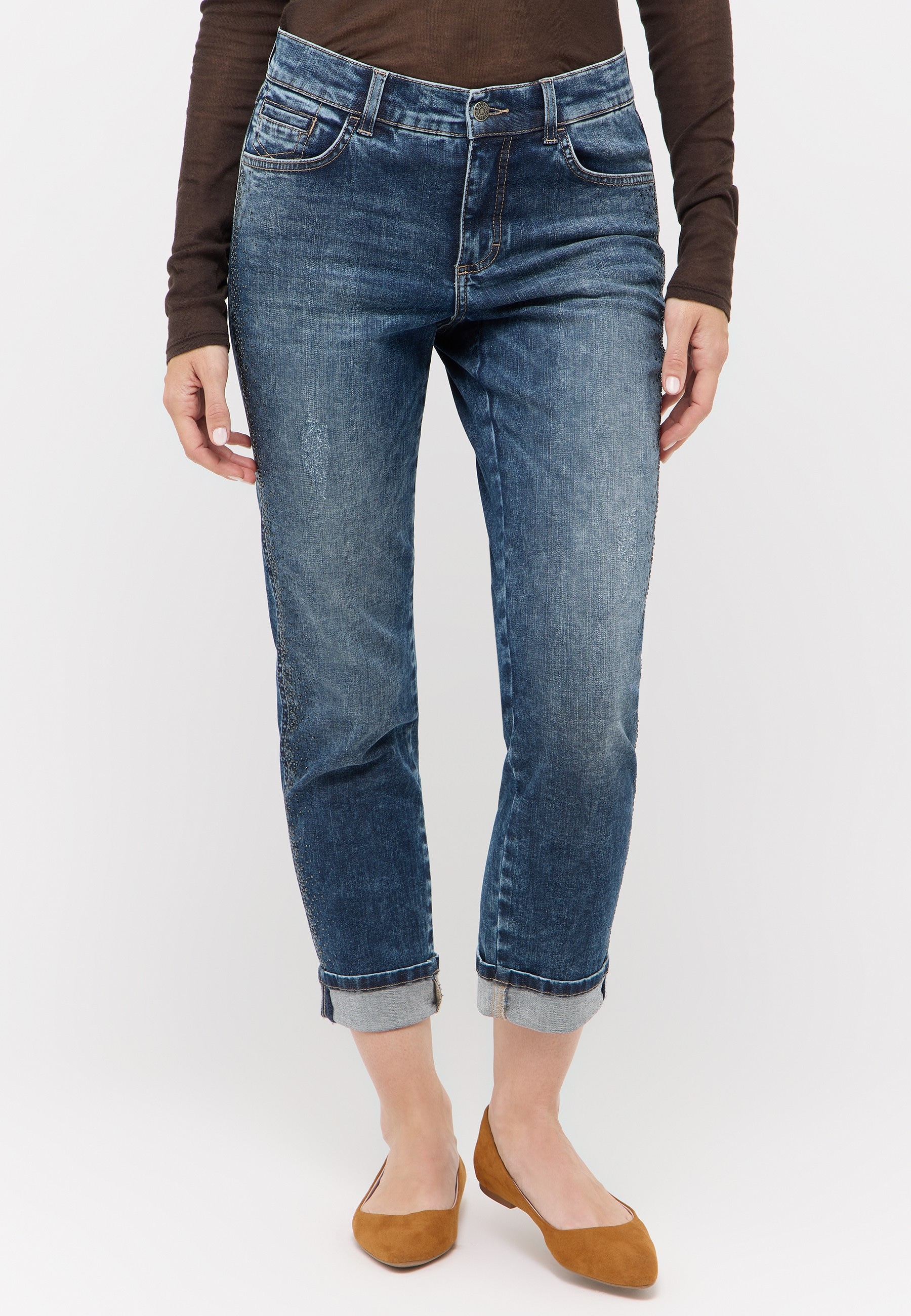 Image of ANGELS 7/8-Jeans "DARLEEN SPARKLE" mit Umschlagsaum, STRAIGHT, Stretch-Denim
