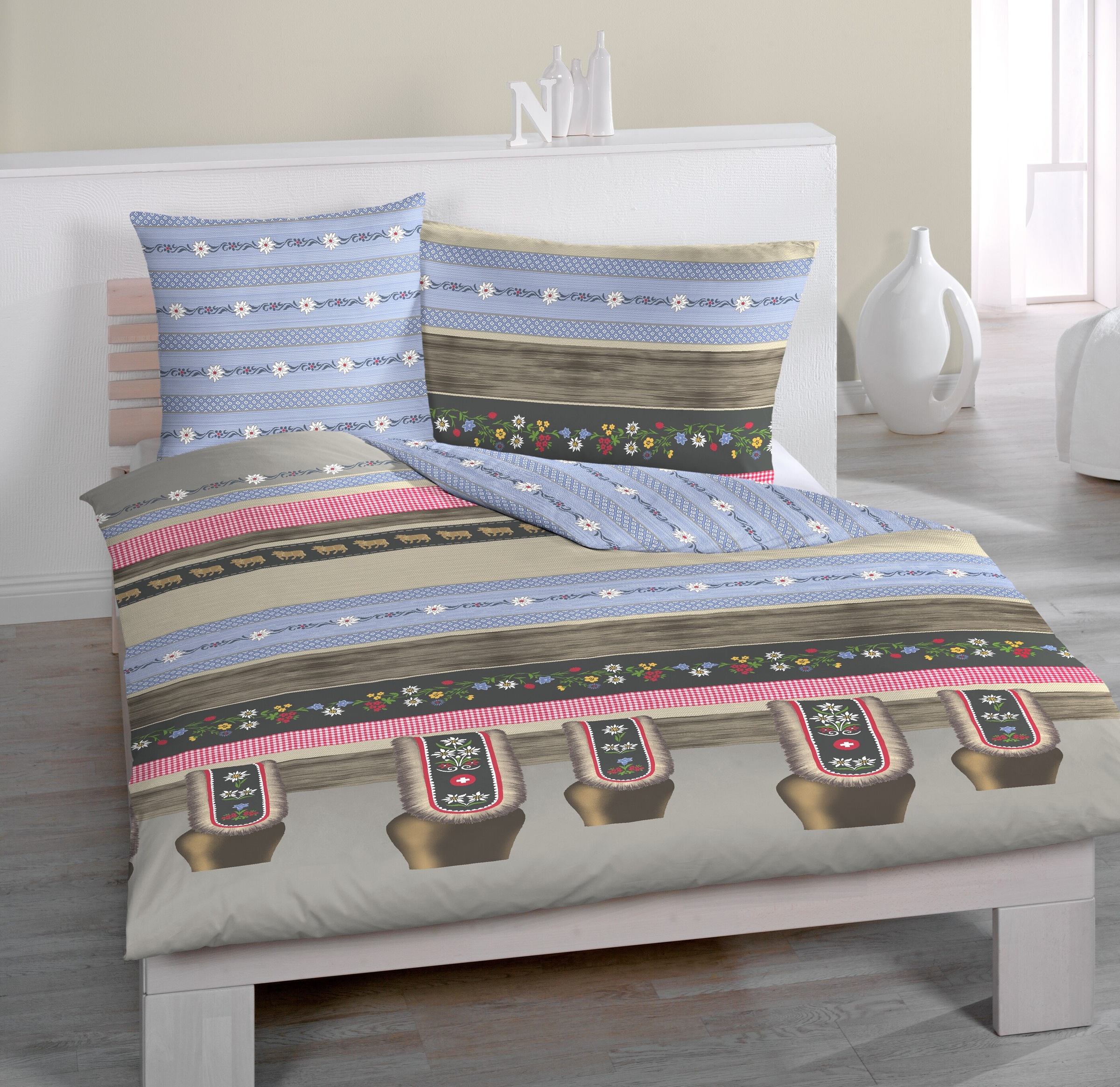 HOME FASHION Kissenbezug »Kuhglocken, 100 % Baumwoll-Satin«, (1 St.)
