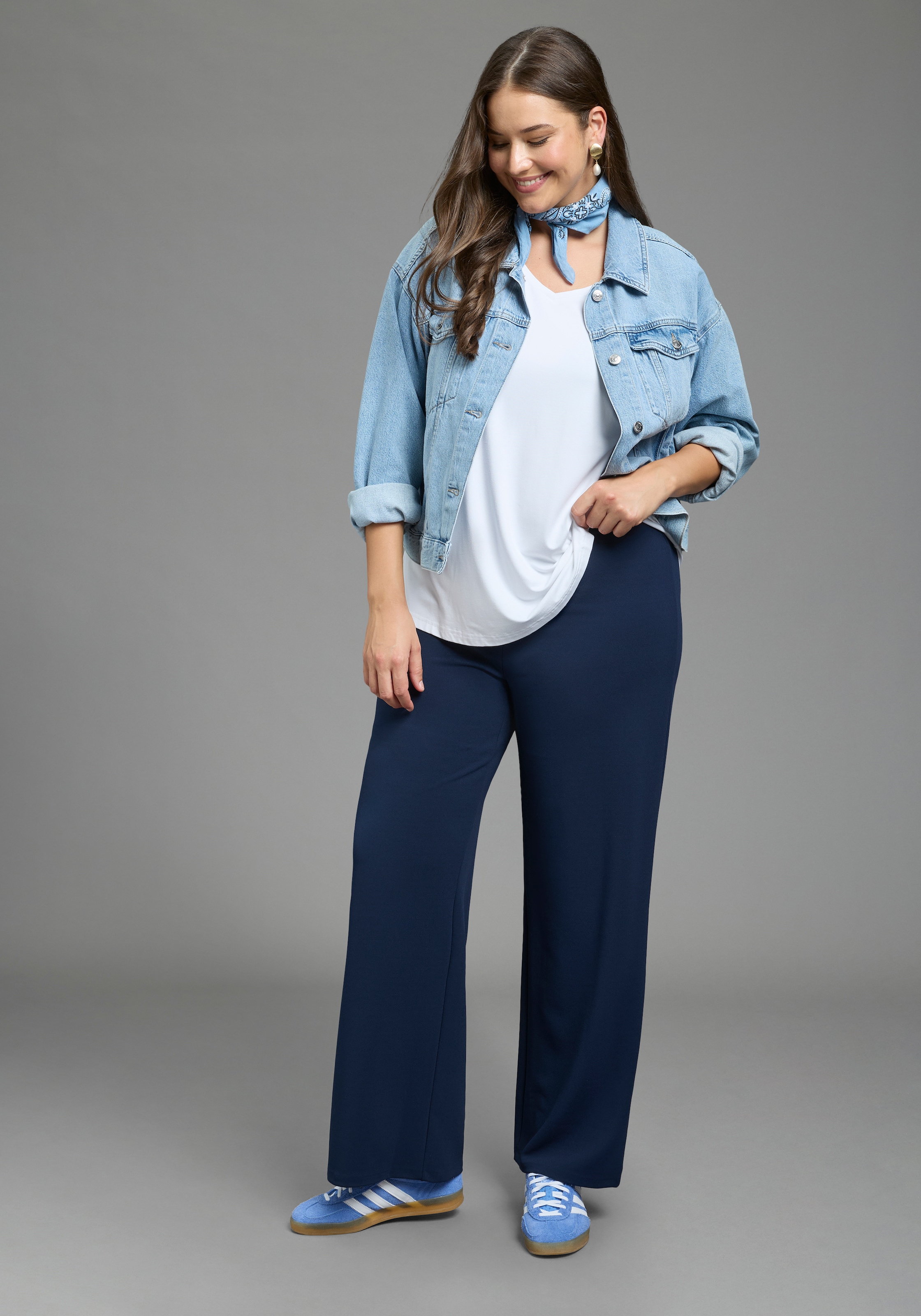 Laura Scott CURVE Pantalon à enfiler »Grosse Grössen«  en tissu stable et élastique avec jambe large