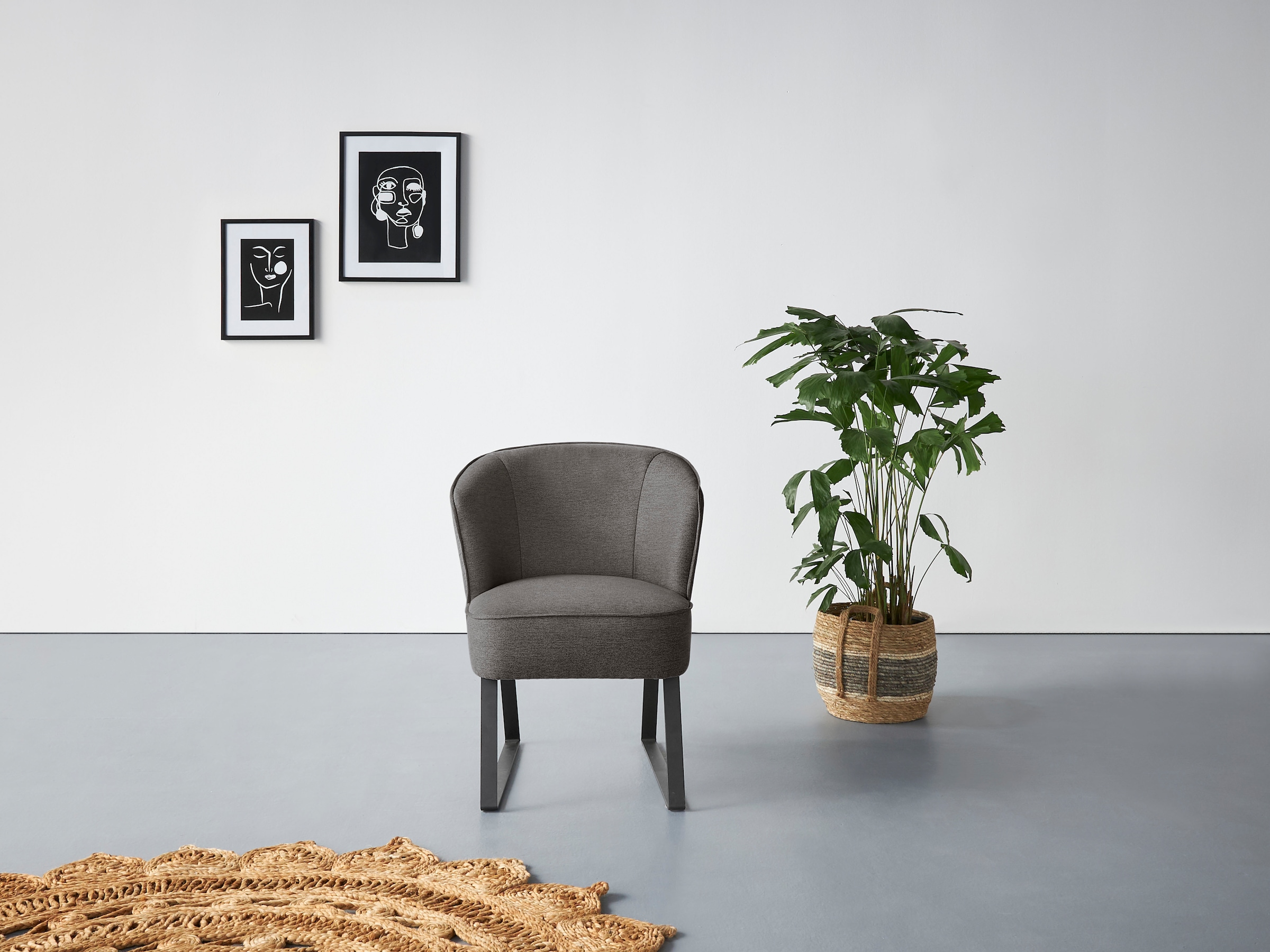 exxpo - sofa fashion Sessel »Americano, Loungesessel« mit Keder und Metallfüssen, Bezug in verschiedenen Qualitäten, 1 Stck.