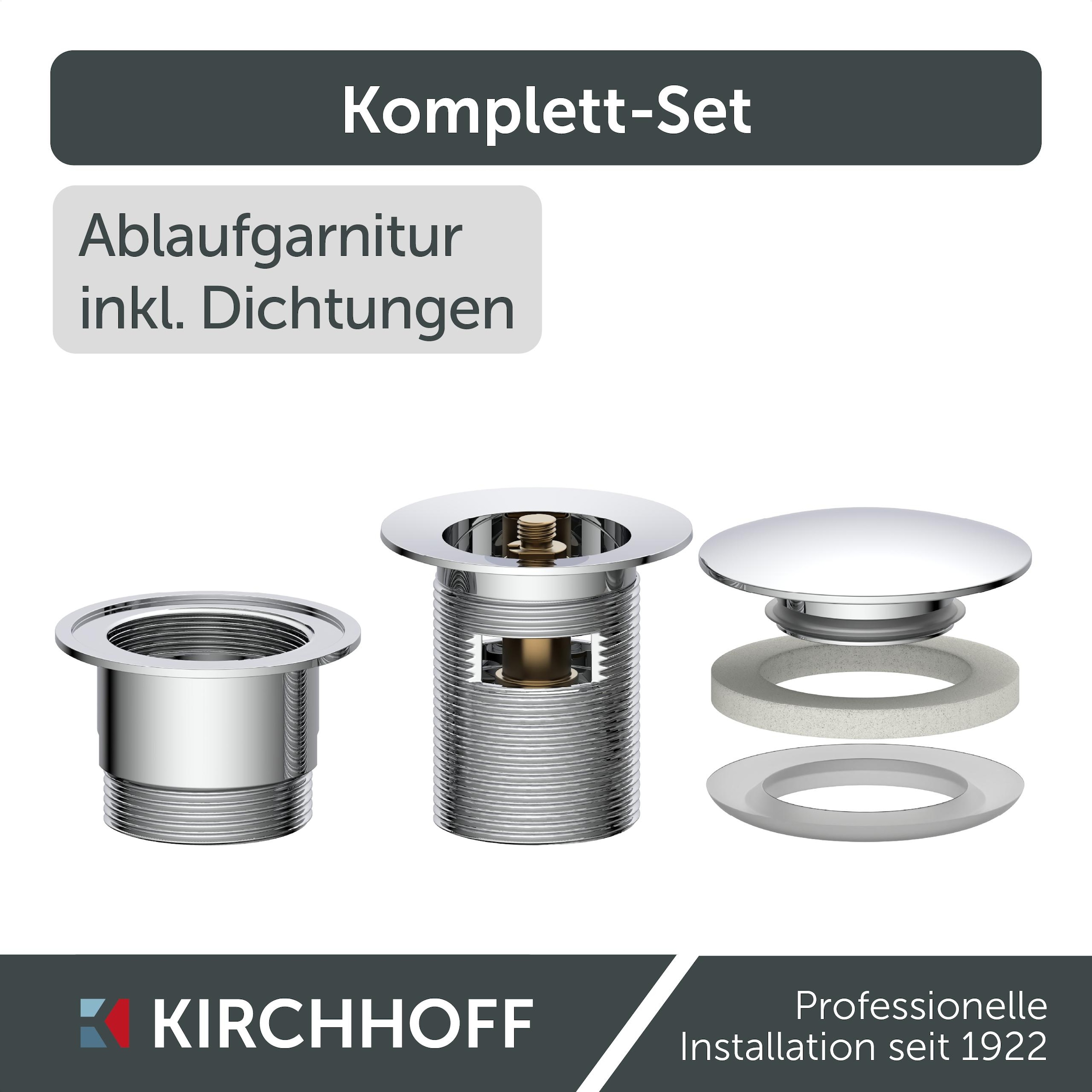 Kirchhoff Duschablauf, Universal Waschbecken Ablaufgarnitur, Abfluss Stöpsel, Chrom
