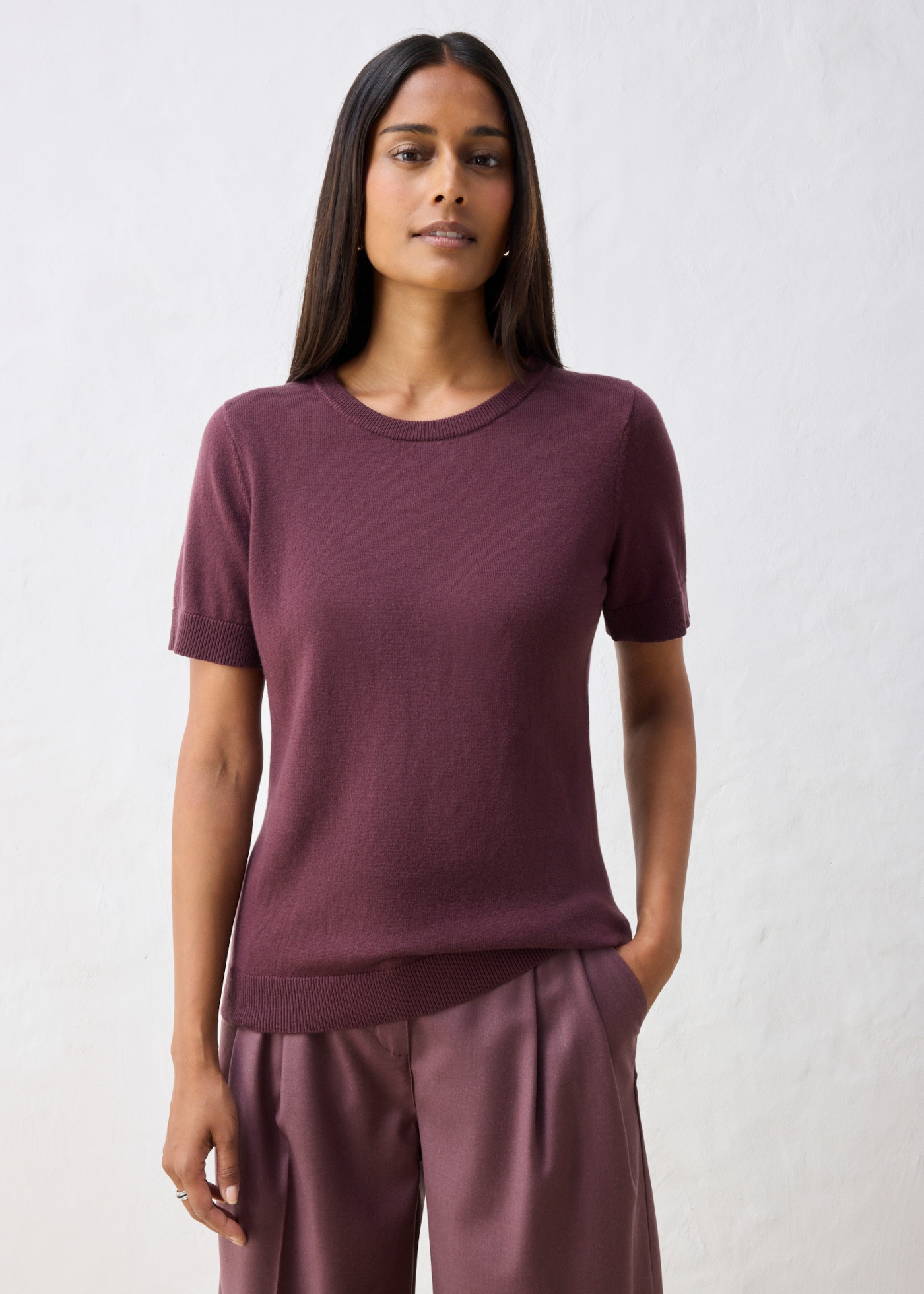 Image of bonprix Strickpullover Kurzarm, Regular Fit, aus Baumwolle und Wolle, eleganter Stil