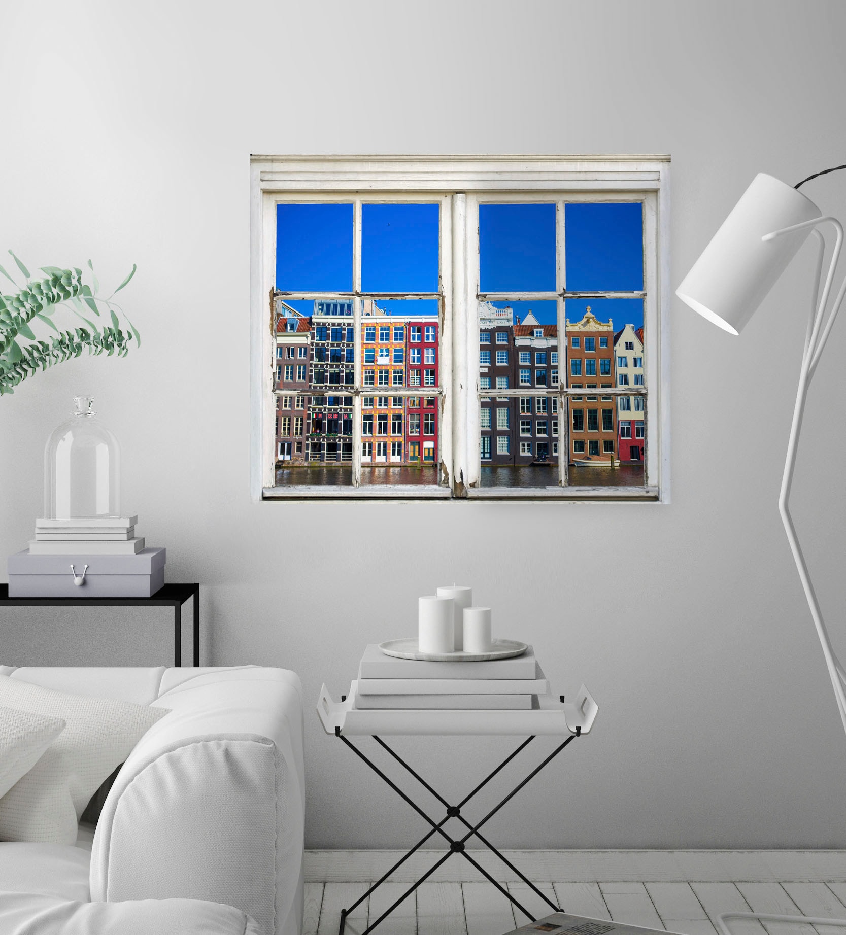 queence Autocollants muraux »Amsterdam« Wandsticker, Wandbild, selbstklebend, 3D, Fenster, Amsterdam