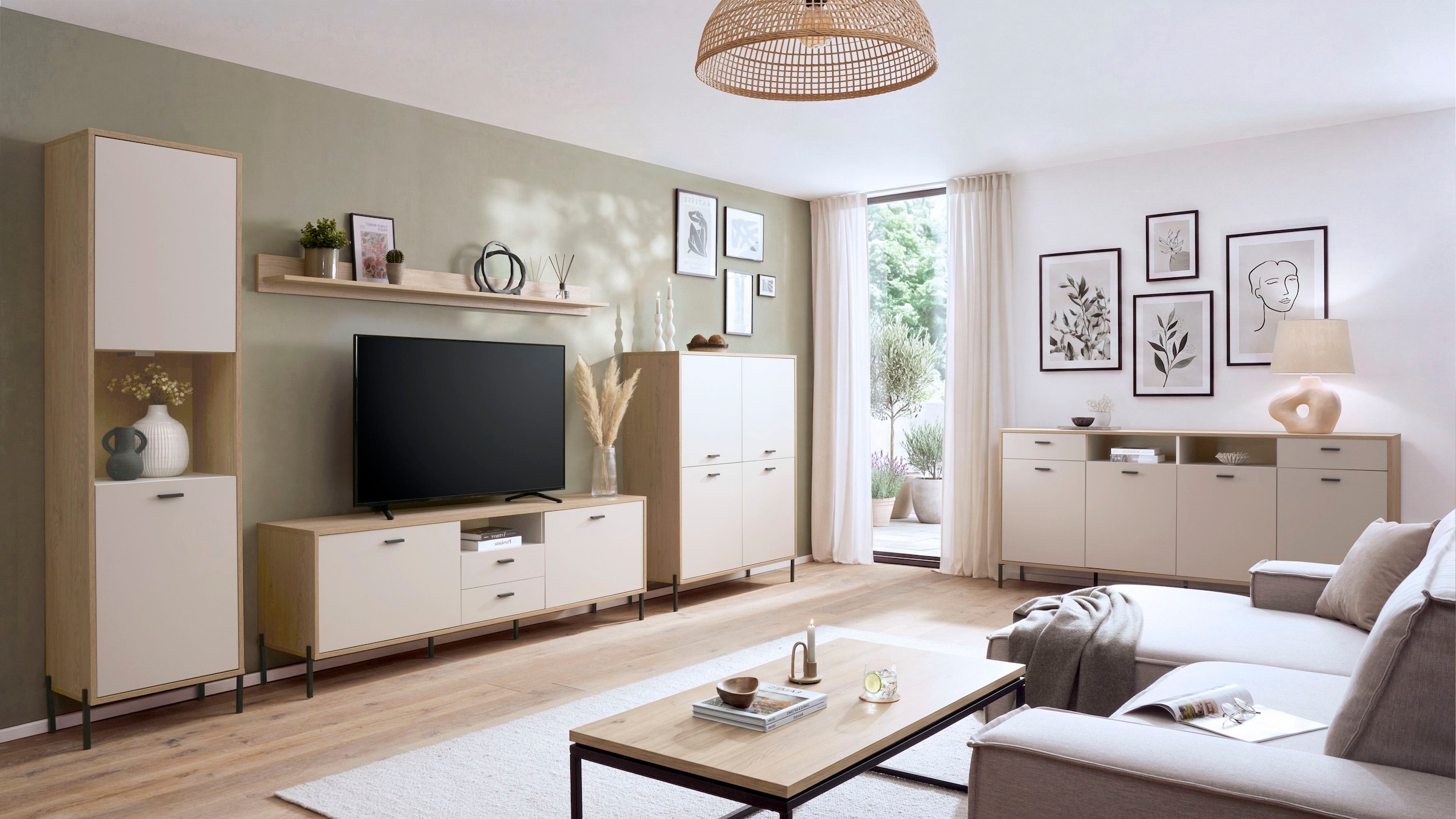 Home affaire Wohnwand »Fredericia, moderne Anbauwand, Komplettset in Kaschmir« Set, 4 Stk. tlg.