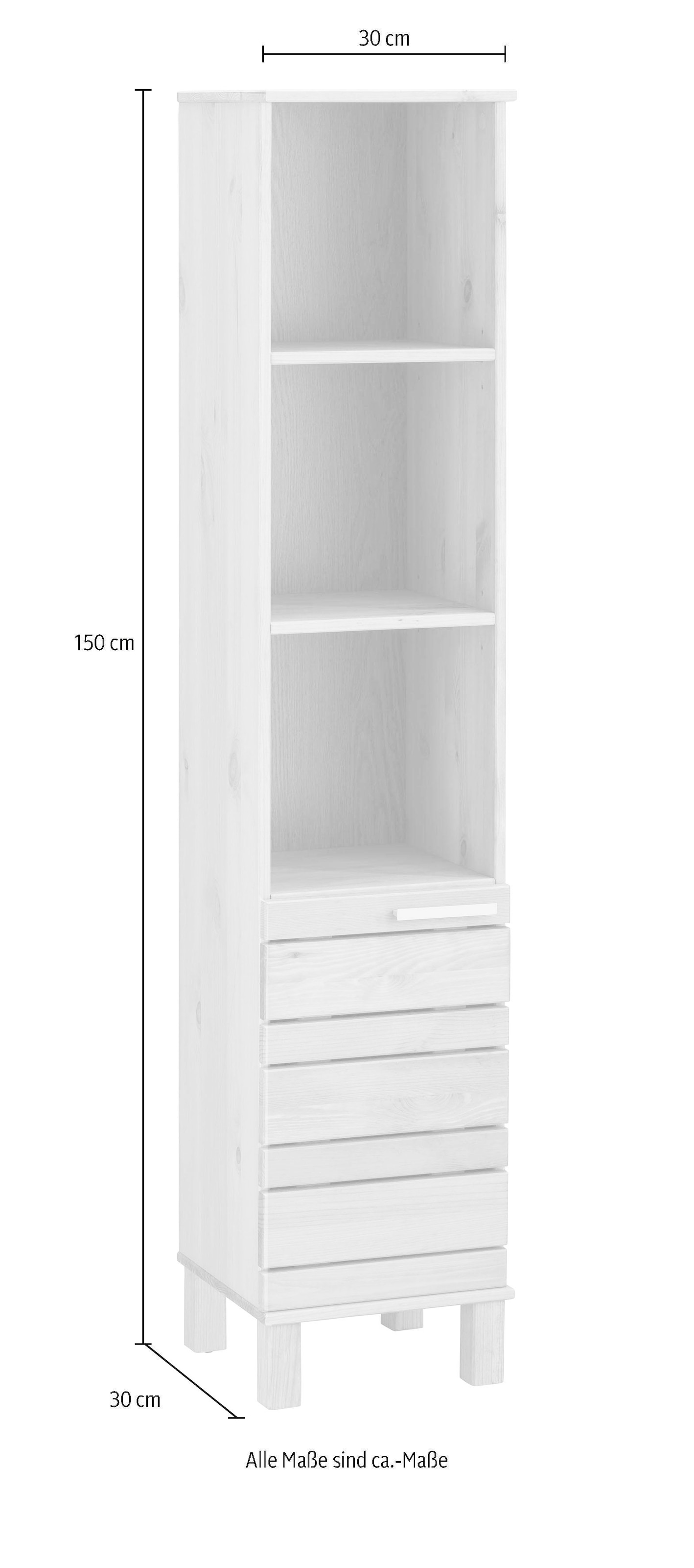 Home affaire Hochschrank »JOSIE« Breite 30 cm, aus Massivholz, verstellbare Einlegeböden, Metallgriffe