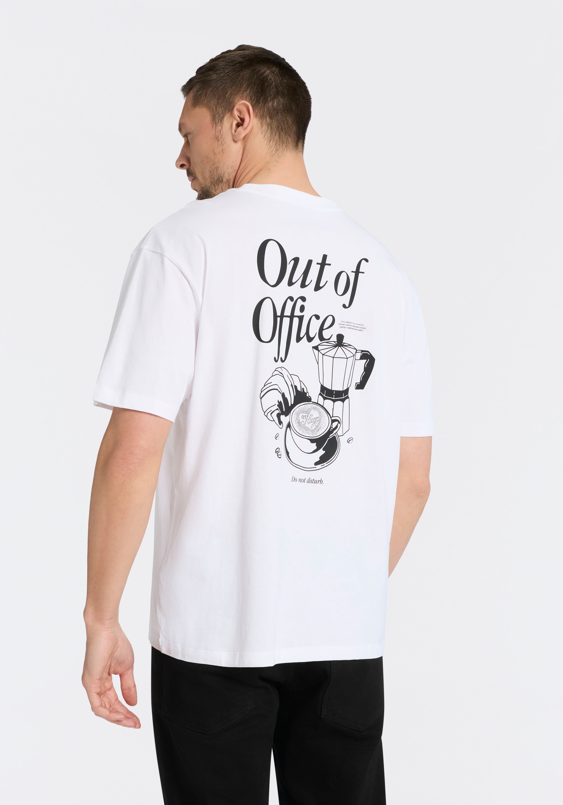 Image of HUGO T-Shirt "Oversized Tee" mit Print, Rundhals