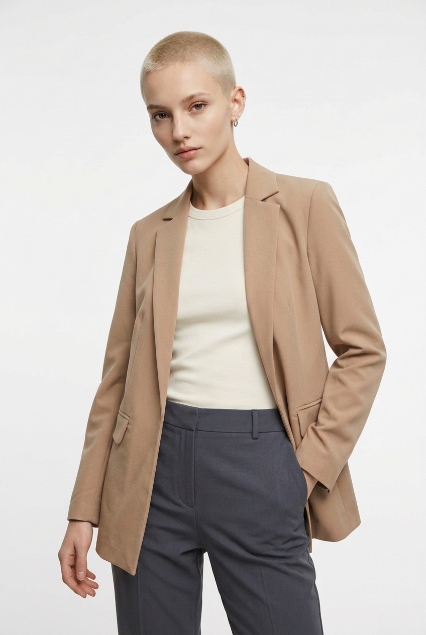 pieces Blazer long »PCBOSELLA LS LOOSE BLAZER NOOS« en forme oversize légère