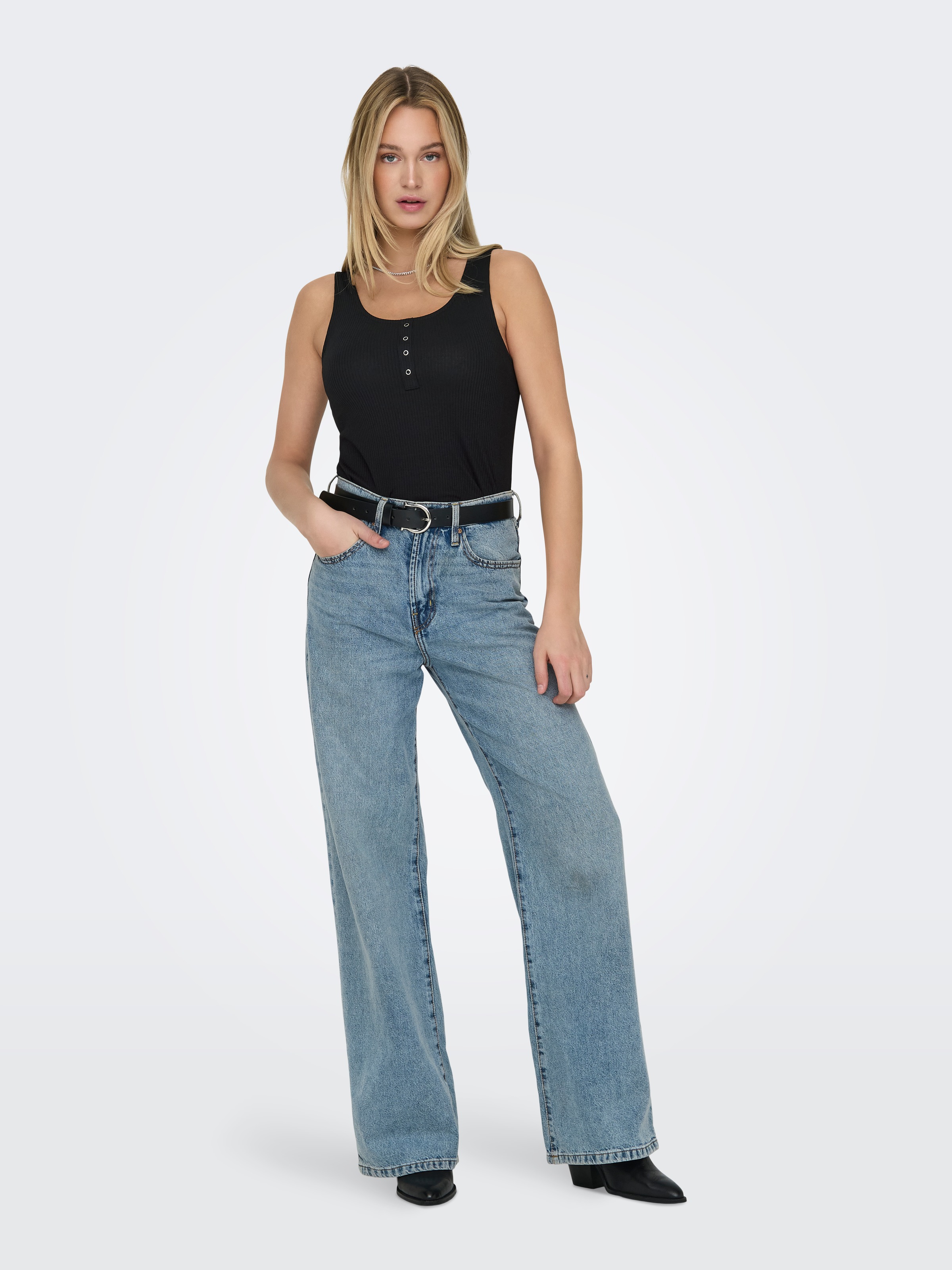 ONLY Débardeur à côtes »ONLSIMPLE LIFE S/L BUTTON TOP JRS CS 2PK« Packung, 2 cuis tlg.