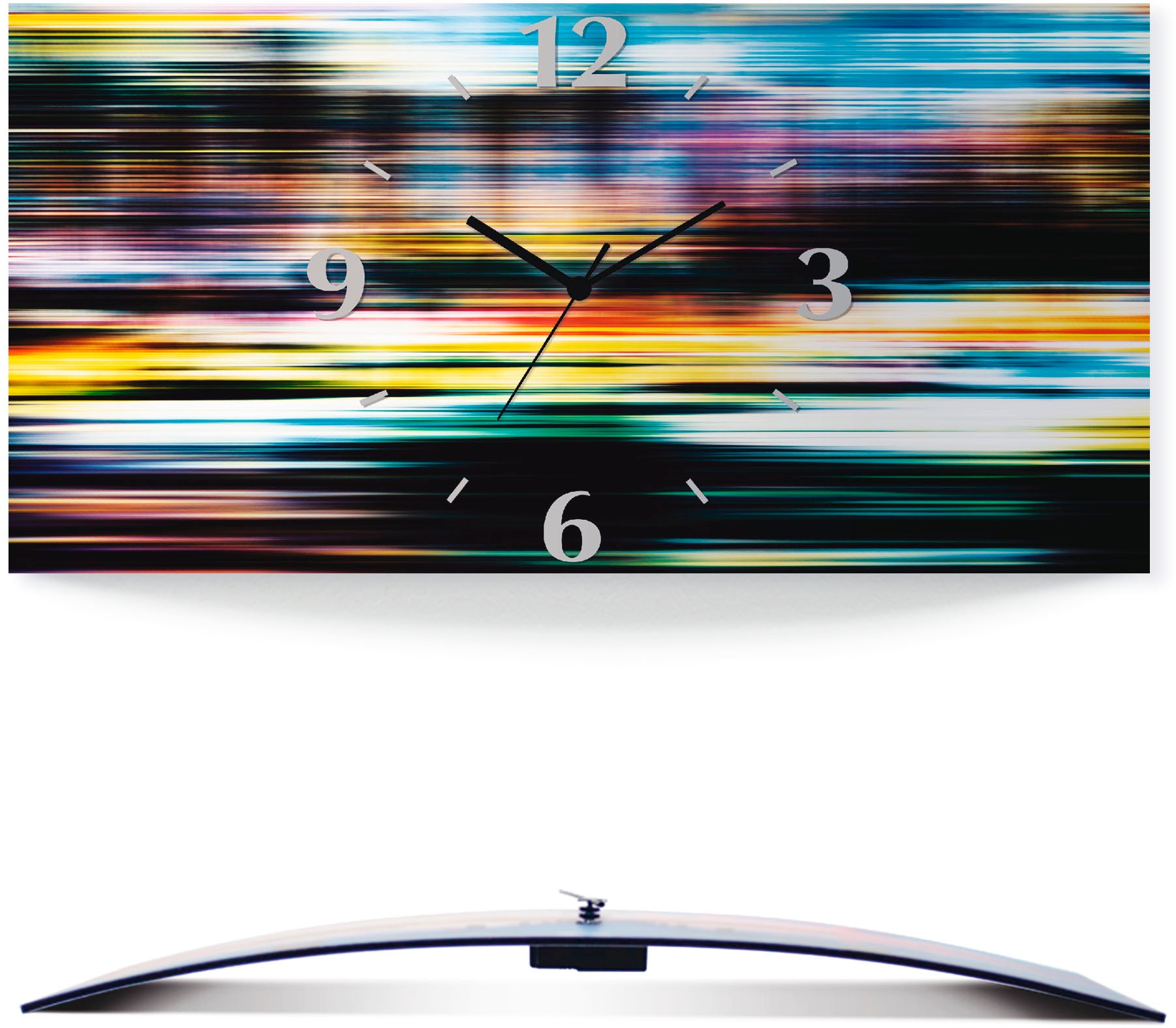 Image of Artland Wanduhr »Modern Abstrakt«, 3D Optik gebogen, silberfarben-metallic, lautlos, ohne Tickgeräusche, nicht tickend, geräuschlos - wählbar: Funkuhr o. Quarzuhr, moderne Uhr für Wohnzimmer, Küche etc. - Stil: modern bei Ackermann Versand Schweiz
