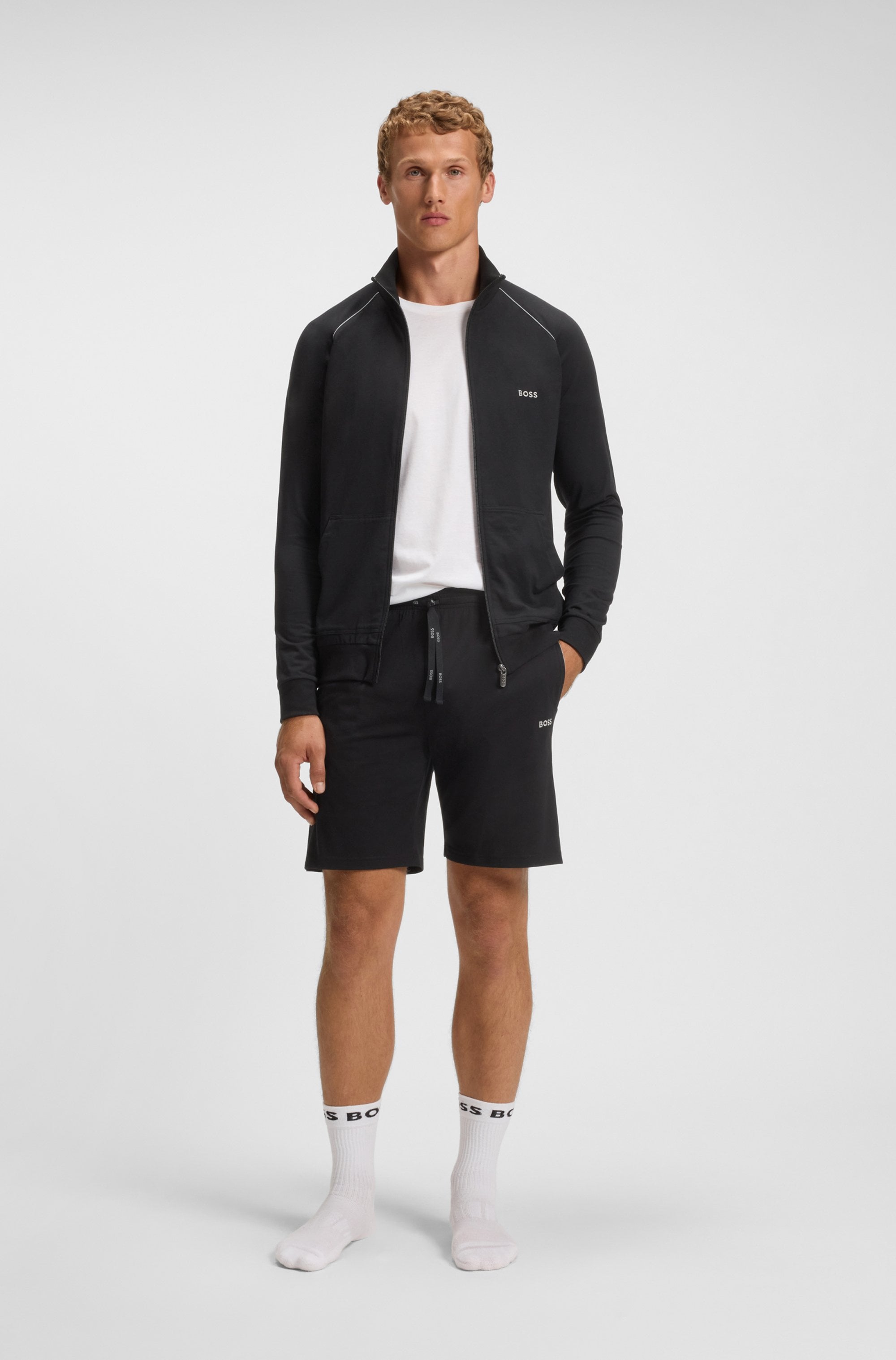 BOSS Sweatjacke »Mix&Match Jacket Z« mit Kontrastnaht am Ärmel