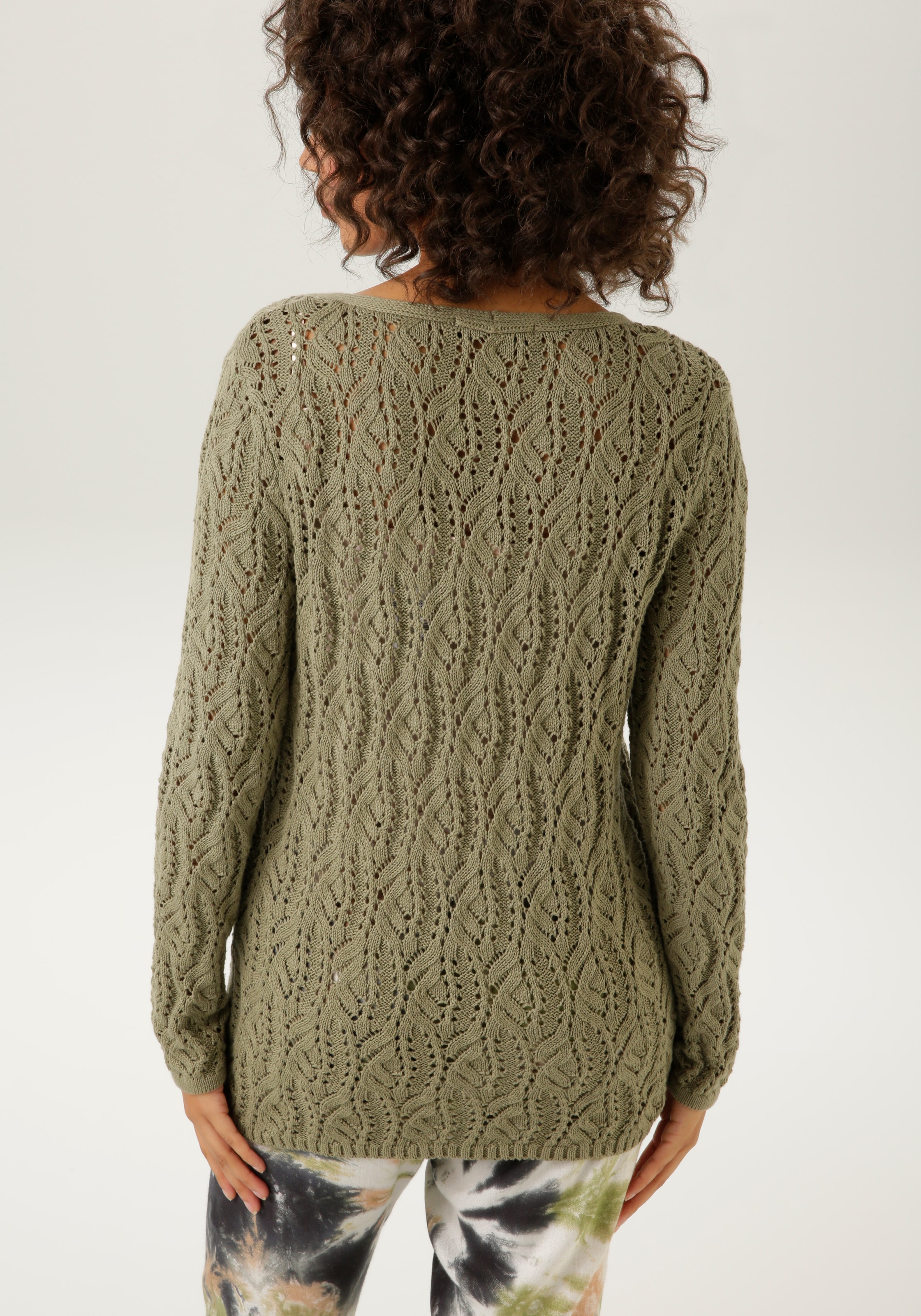 Aniston CASUAL Strickpullover, mit trendigem Ajour-Muster