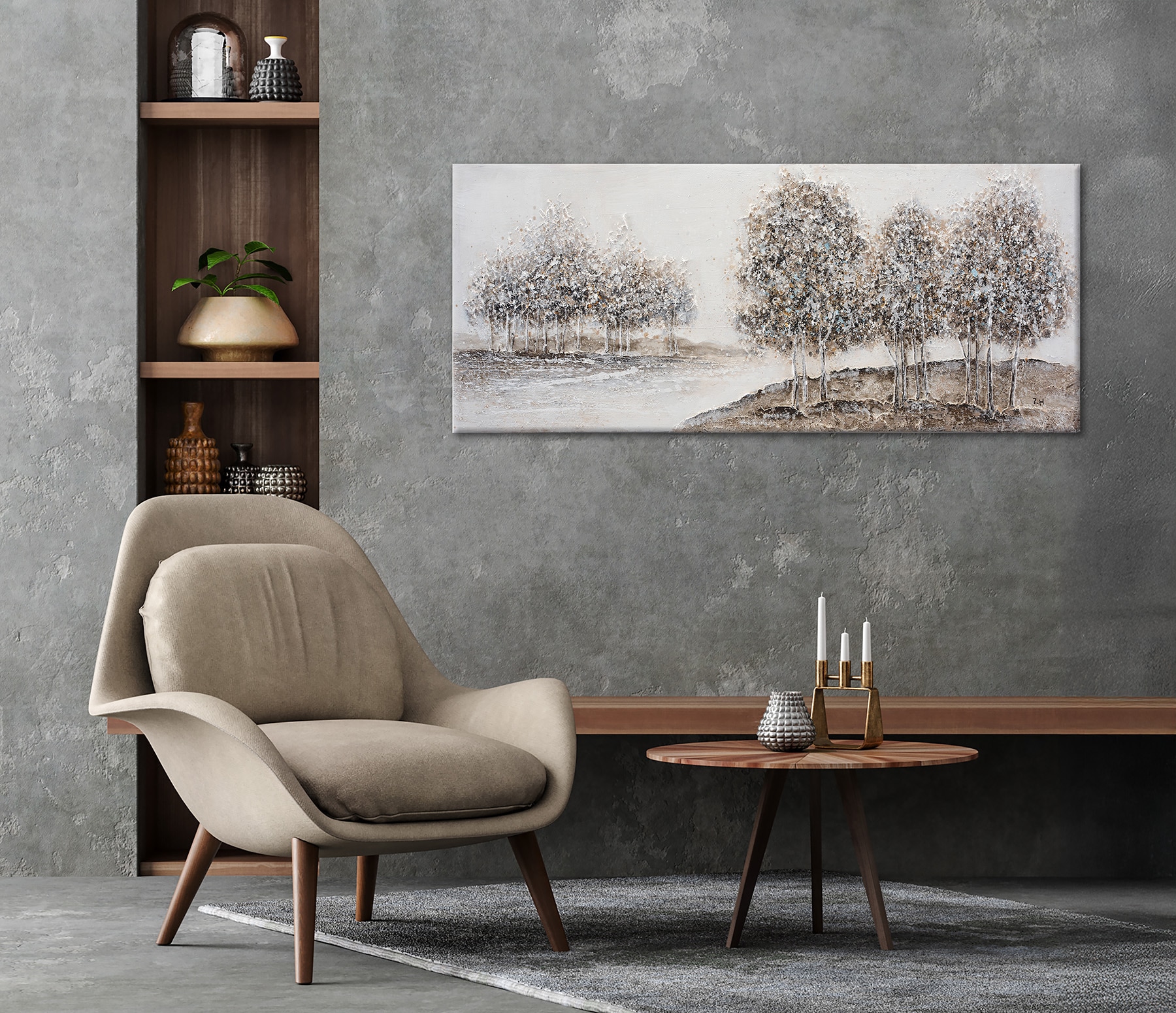 Bönninghoff Ölgemälde »handarbeit BÄUME XXL 60x140 cm – Wandbild Kunst Deko modern« Baumbilder | Bäume | Gemälde | Kunst | Landschaft | Natur 1 Stk. tlg. handgefertigt, jedes Bild ein Unikat