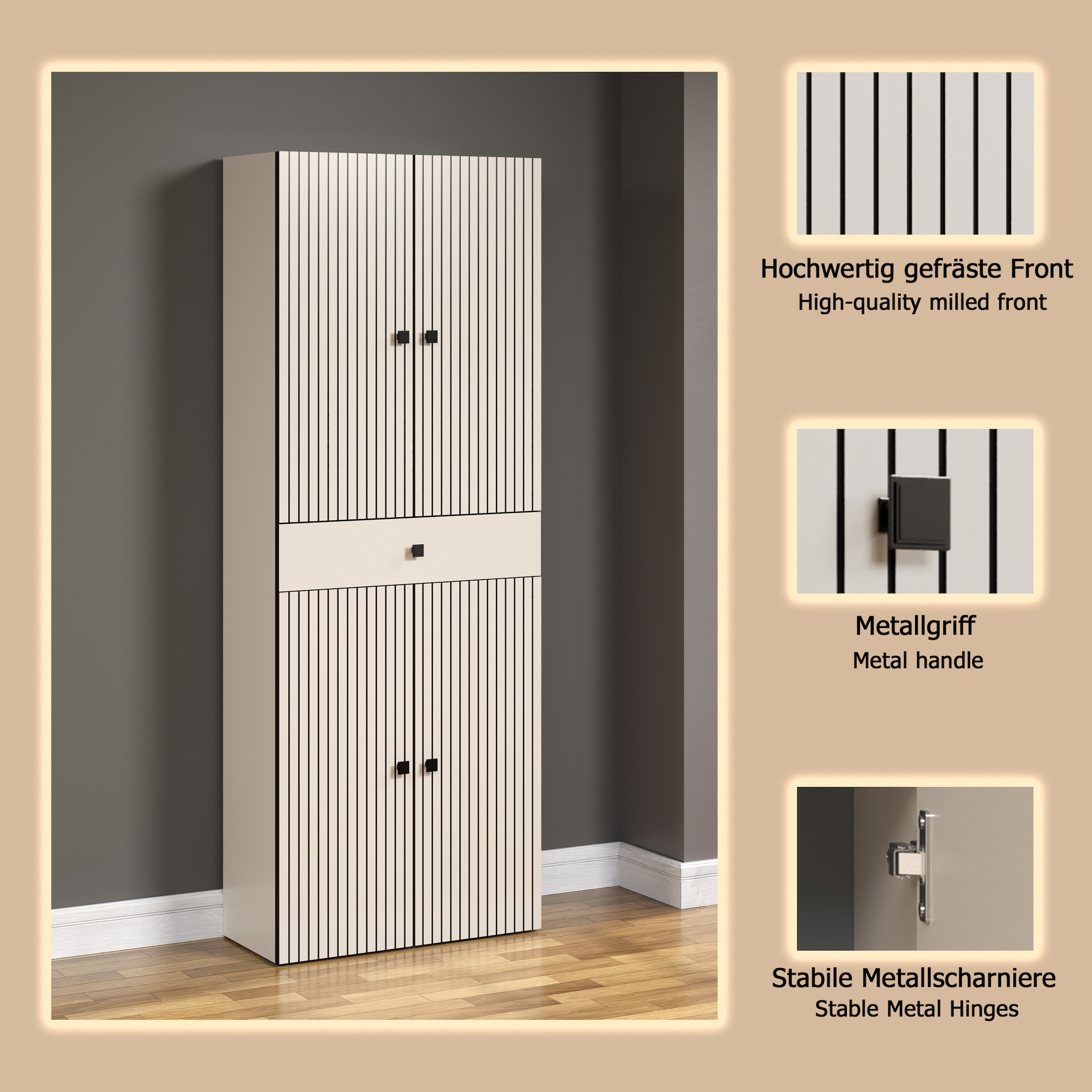 welltime Hochschrank »Amrum«, Badezimmerschrank mit und ohne Schublade - (B/T/H) 40-70/31/186 cm