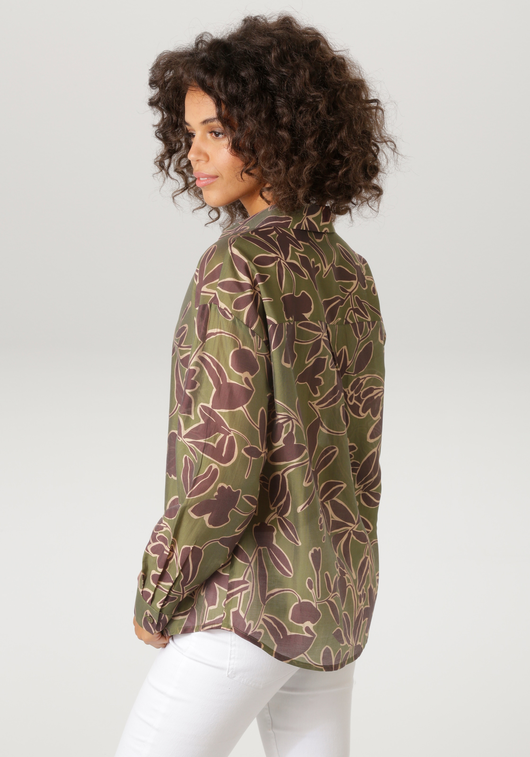 Aniston CASUAL Hemdbluse mit grossflächigen, grafischen Blumen bedruckt - NEUE KOLLEKTION