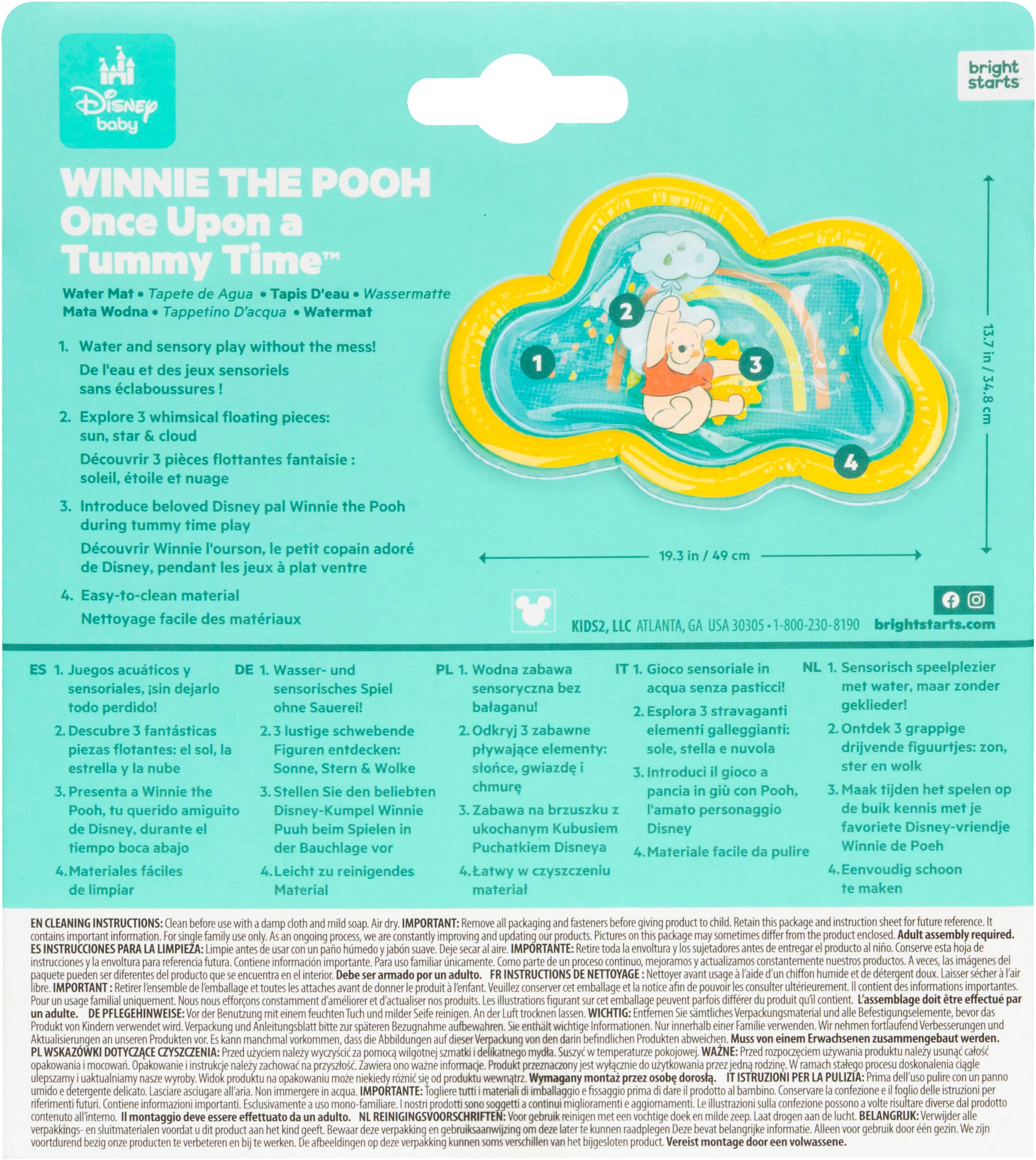 Bright Starts Tapis de jeu »Winnie the Pooh Once Upon A Tummy Time Water Mat«
