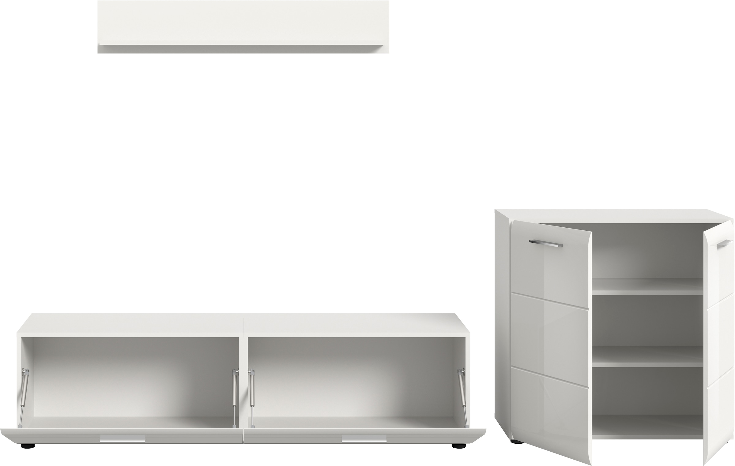 INOSIGN Wohnwand »FLORENZ, 3-teilige Wohn-Kombination, hochwertige MDF-Front« Set, Set, best. aus: 1 Kommode, 1 Lowboard, 1 Wandboard, 3 Stk. tlg.