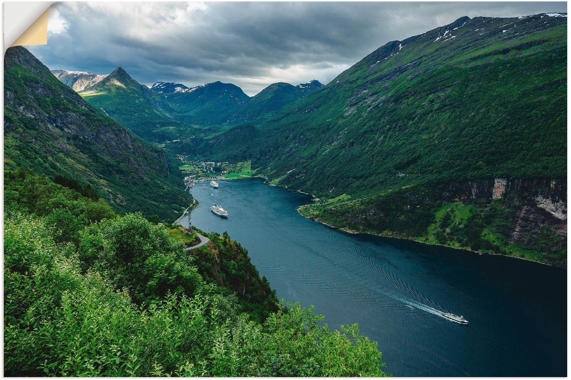 Image of Artland Wandbild »Blick auf den Geirangerfjord Norwegen«, Küste, (1 St.), in vielen Grössen & Produktarten - Alubild / Outdoorbild für den Aussenbereich, Leinwandbild, Poster, Wandaufkleber / Wandtattoo auch für Badezimmer geeignet bei Ackermann Versand S