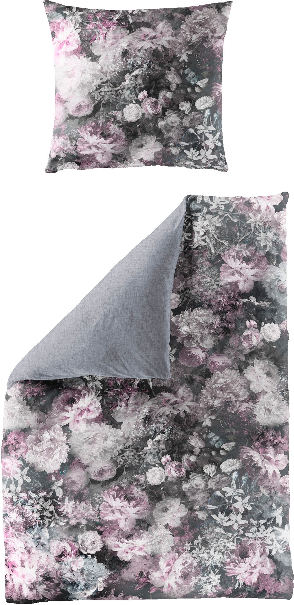 Image of BIERBAUM Bettwäsche "Bunte Blumen in Gr. 135x200 oder 155x220 cm" 2 Stk. Bettwäsche aus Baumwolle, geblümte Bettwäsche mit Wendeoptik