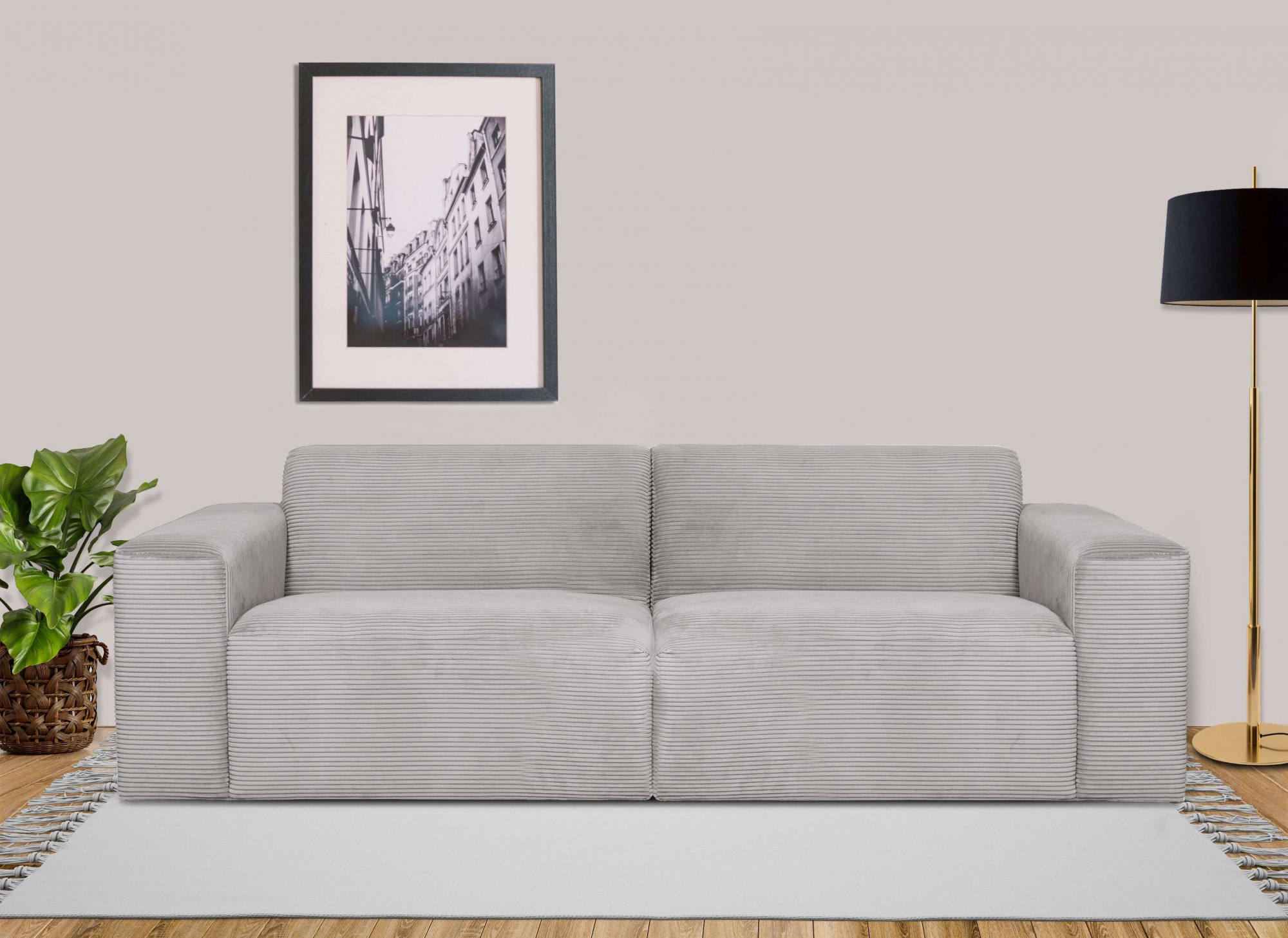 INOSIGN 3-Sitzer »Koa, 228 cm, Modulsofa in Webstoff, Cord«, Designsofa, weicher Lounge-Sitzkomfort, Welleunterfederung, bodentief