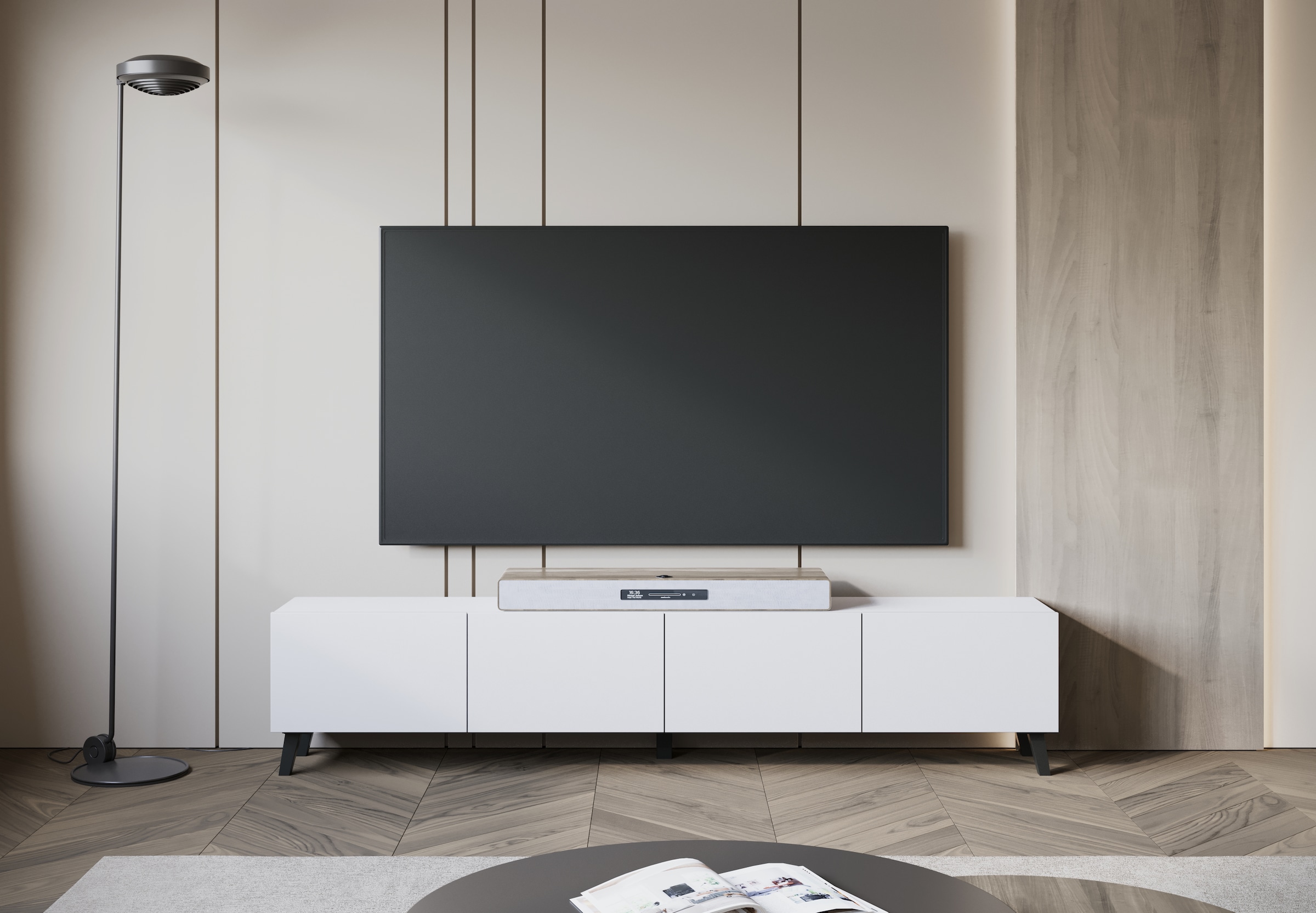 Home affaire Table basse »LOWBOARD PHUKET II,  TV-Kommode Breite 190cm« 1 cuis tlg. design moderne sans poignée avec 4 rabats en couleurs élégantes et mates