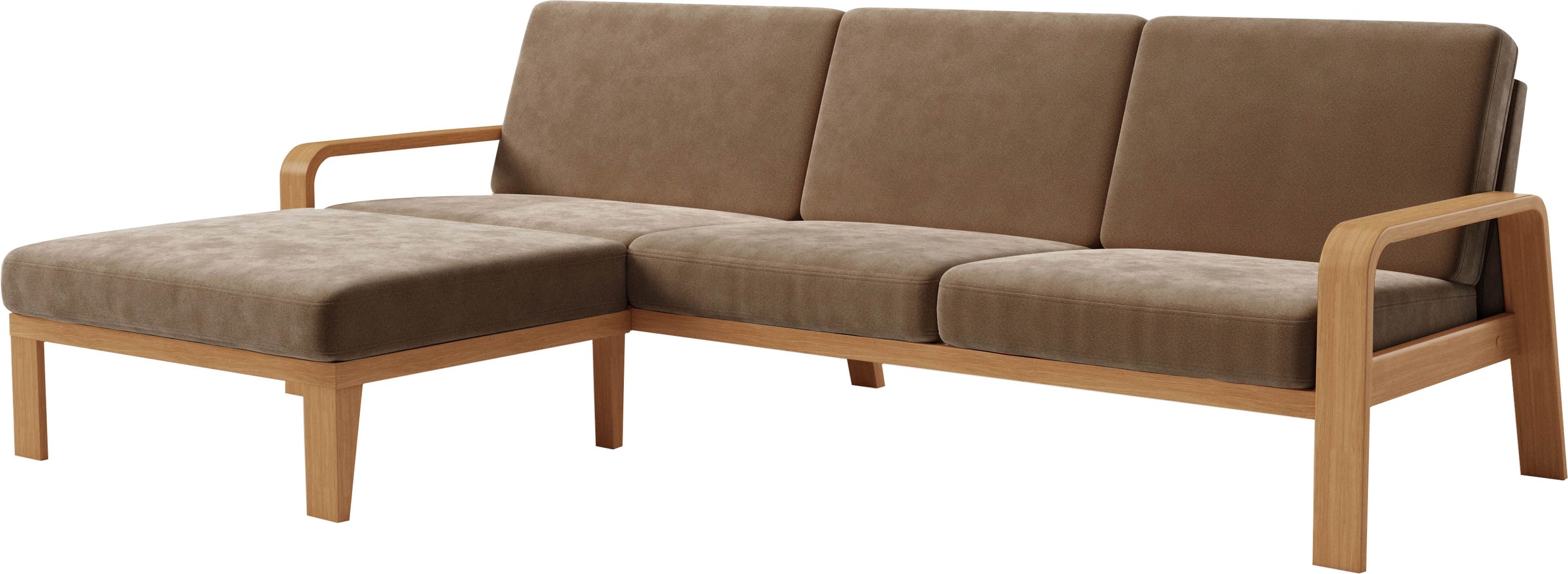 sit&more Ecksofa »Kolding L-Form«, Armlehnen aus eichefarbigem Buchenholz, verschiedene Bezüge und Farben