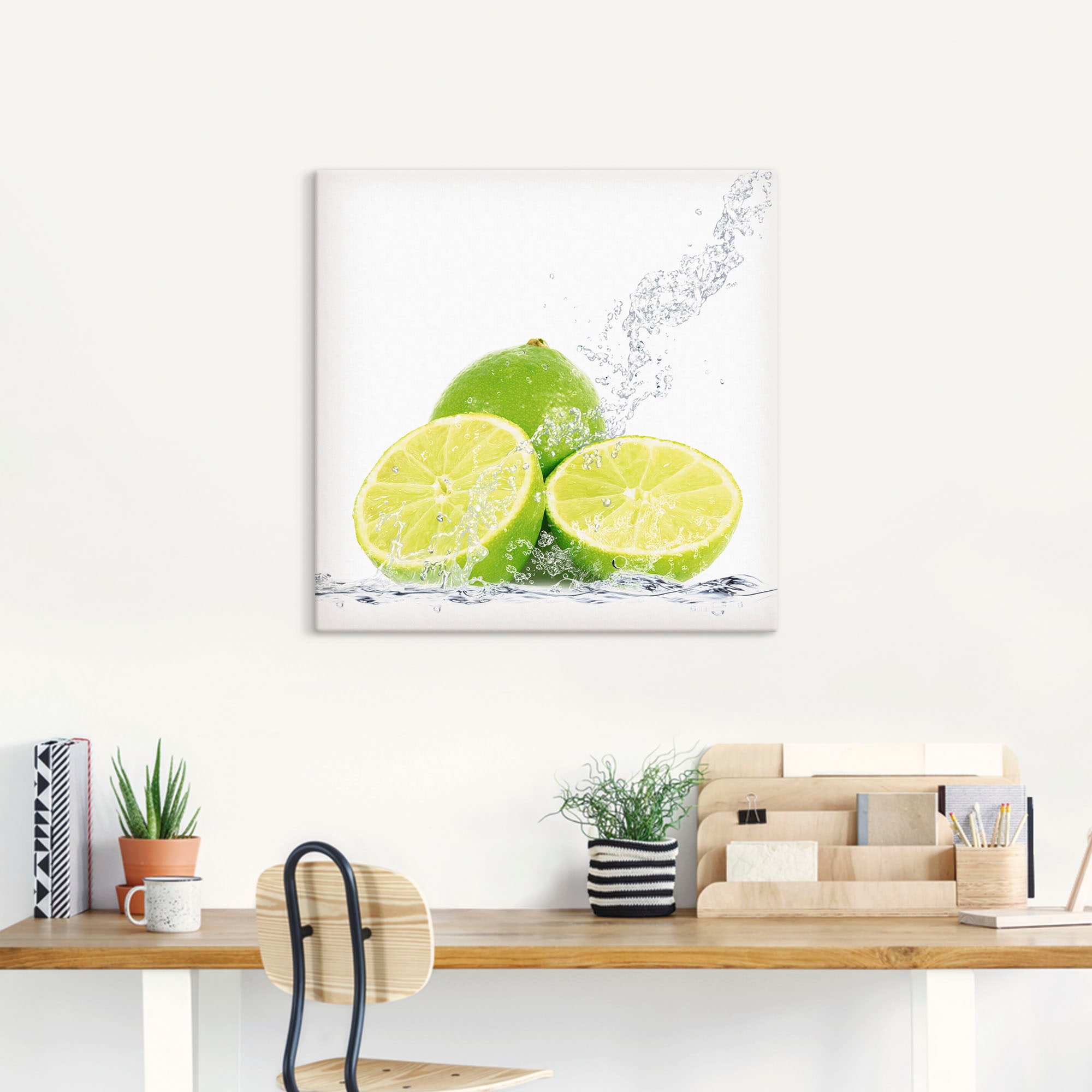 Artland Wandbild »Limette mit Spritzwasser«, Lebensmittel, (1 St.), als Leinwandbild, Poster, Wandaufkleber in verschied. Grössen