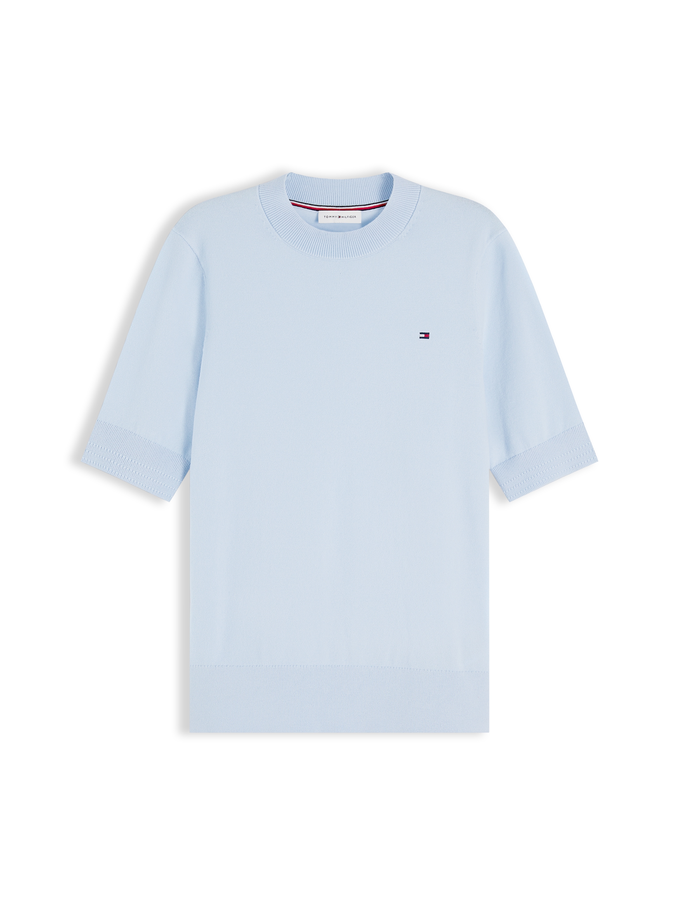 Tommy Hilfiger Kurzarmpullover »CO JERSEY FINE GG C-NK SS SWT« Baumwollmischung, Regular Fit