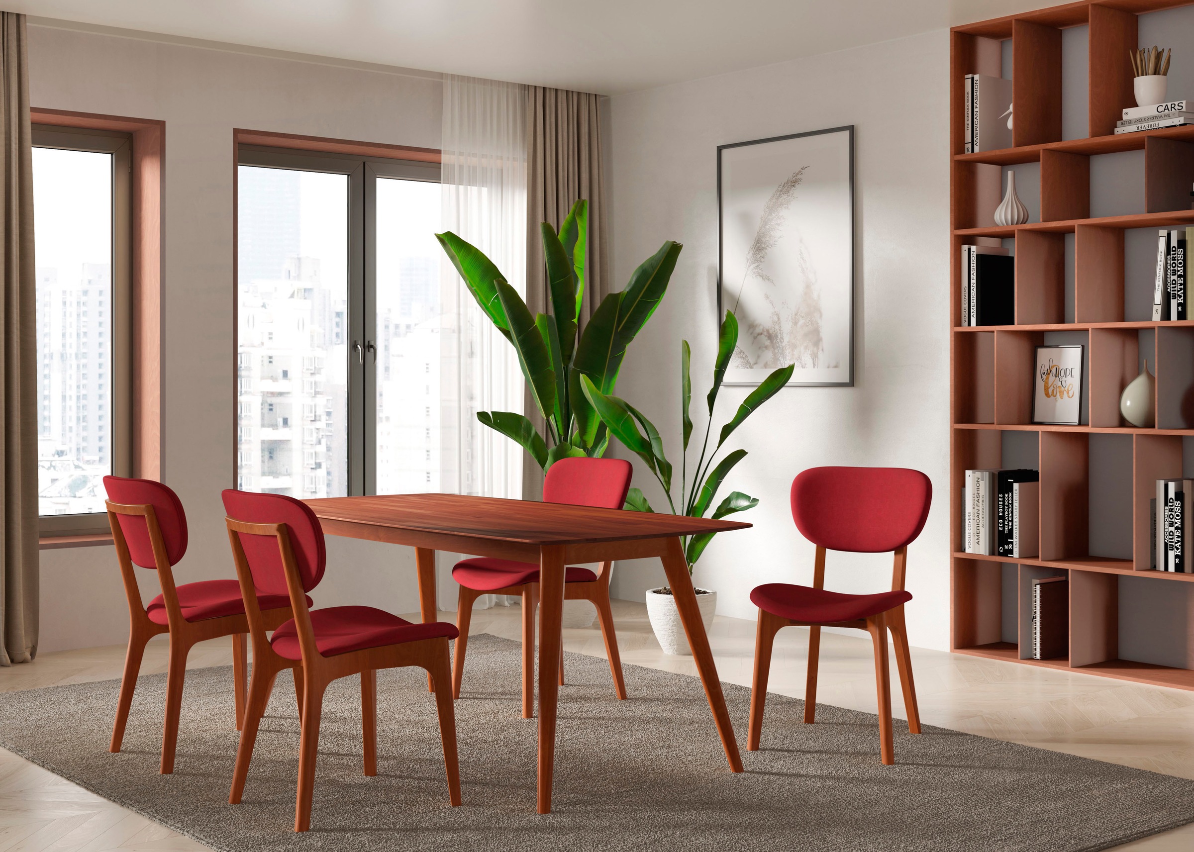INOSIGN Stuhl »COZY Made in Italy«, (Set), 2 St., Microfaser, Gestell in Buche, Kirsch- oder Nussbaum, Massivholz, Design Stuhl