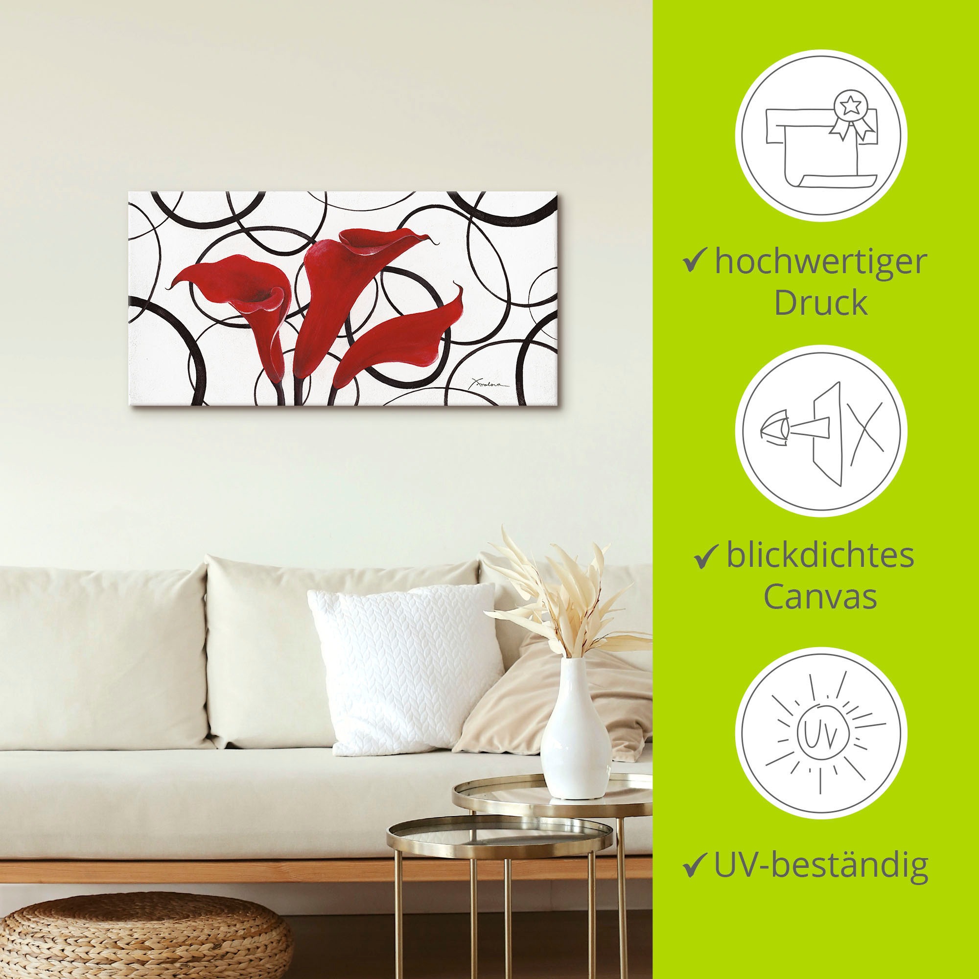 Artland Wandbild »Callas«, Blumen, (1 St.), als Leinwandbild, Wandaufkleber in verschied. Grössen