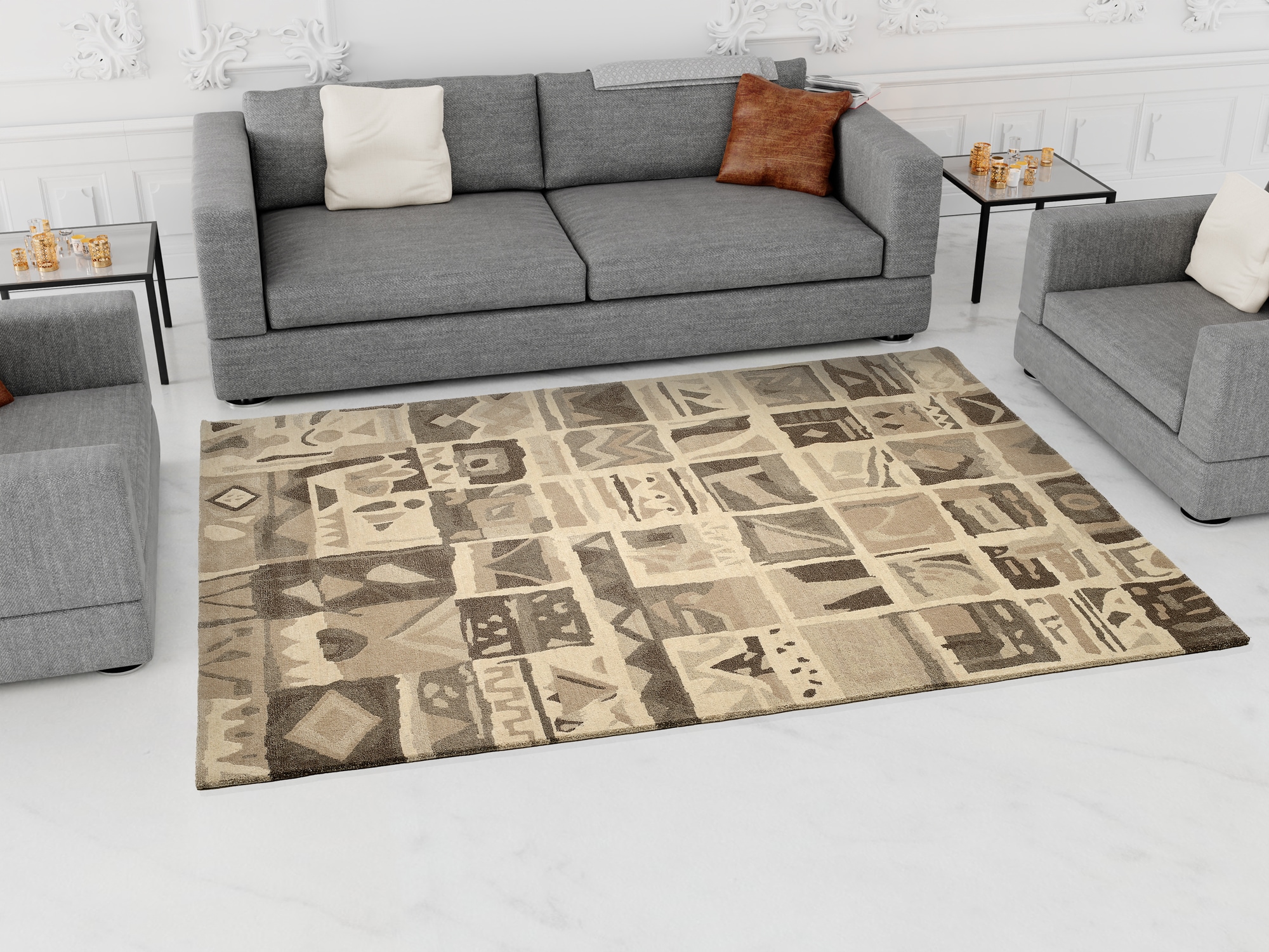 Image of OCI DIE TEPPICHMARKE "AWARD SUNTALI" rechteckig 10 mm Höhe handgeknüpft, echter Design Teppich aus Nepal. 100% Naturfaser