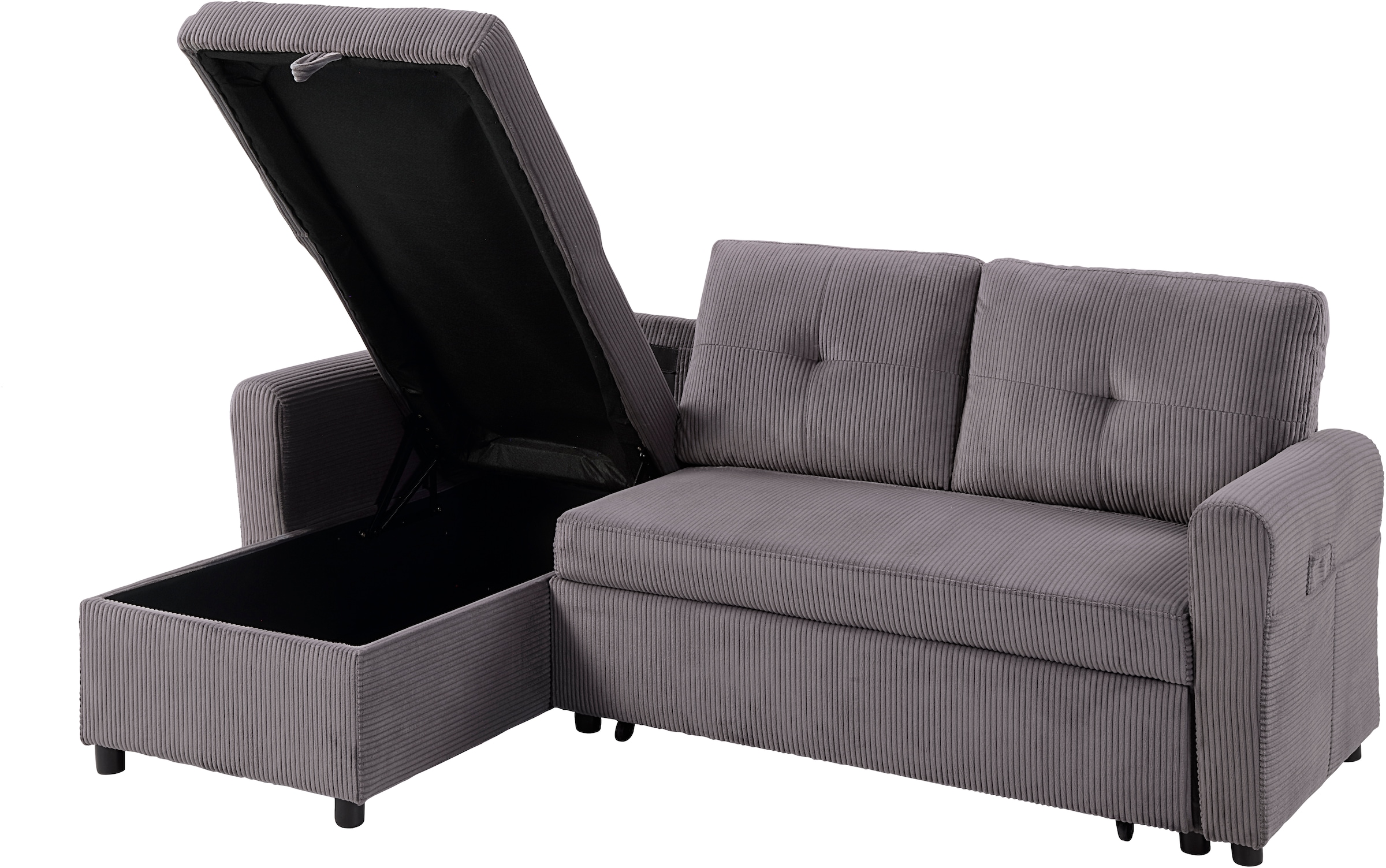 ATLANTIC home collection Schlafsofa »Gustavo L-Form«, mit Schlaffunktion, Stauraum & seitlichen Taschen