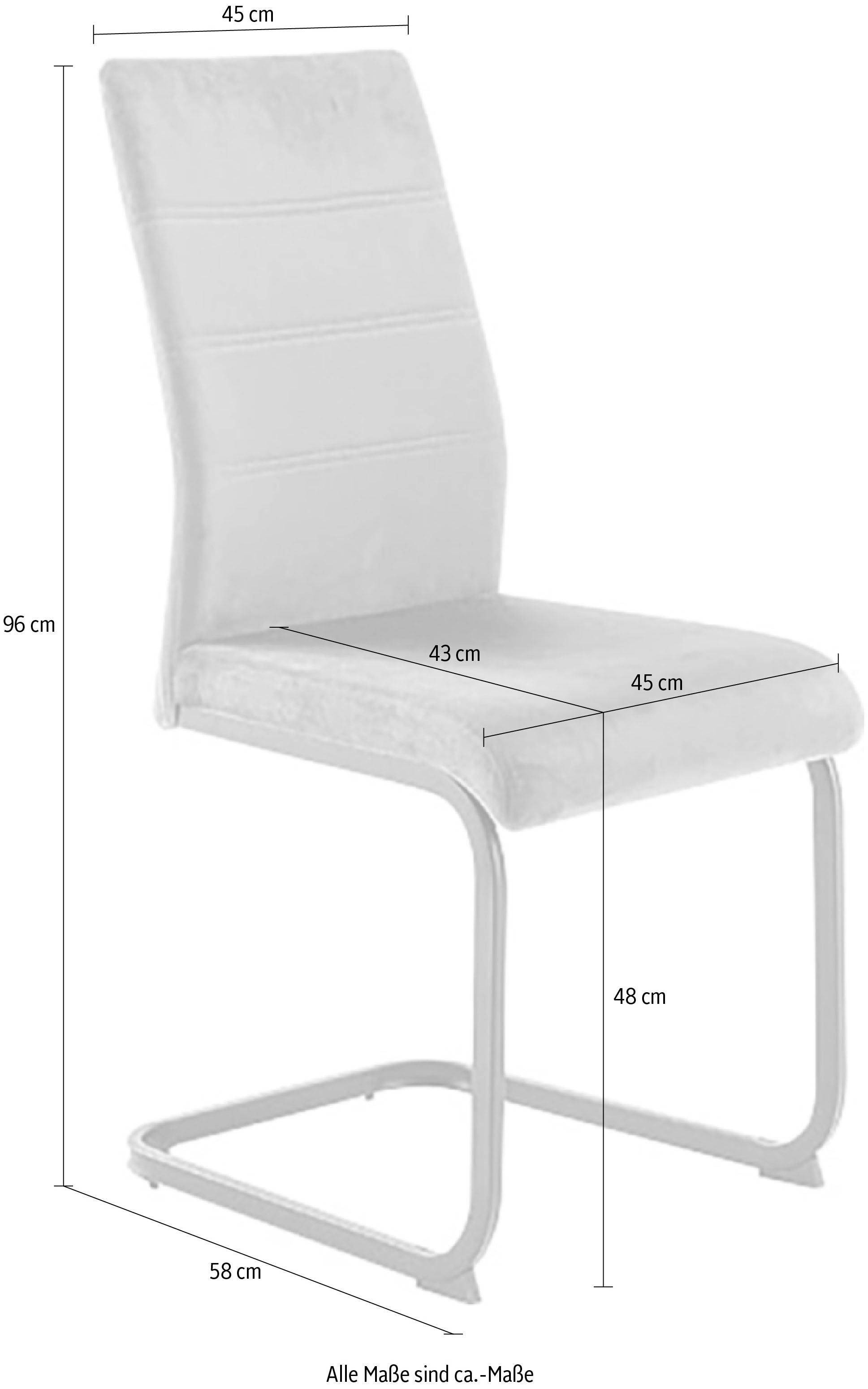 MCA furniture Freischwinger »MCA TICINO Schwingstuhl«, Veloursstoff, (4er-Set), Schwingstühle, Schwinger, Komfortsitzhöhe von ca. 48 cm