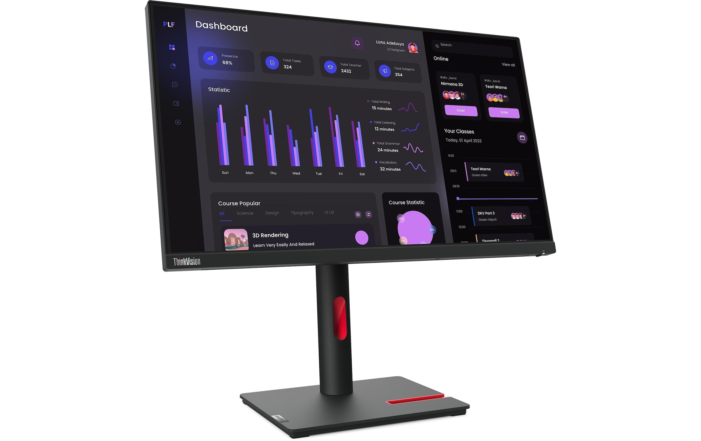 Lenovo LED-Monitor »ThinkVision T24i-30«, 60,21 cm/23,8 Zoll, 1920 x 1080 px, Full HD, 6 ms Reaktionszeit