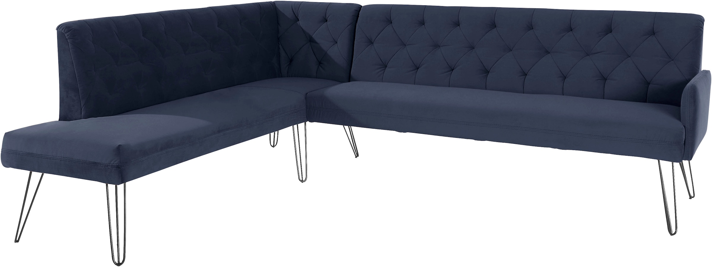 exxpo - sofa fashion Eckbank »Doppio, Chesterfield Optik, komfortabel und bequem, hohe Designfüsse«, Frei im Raum stellbar