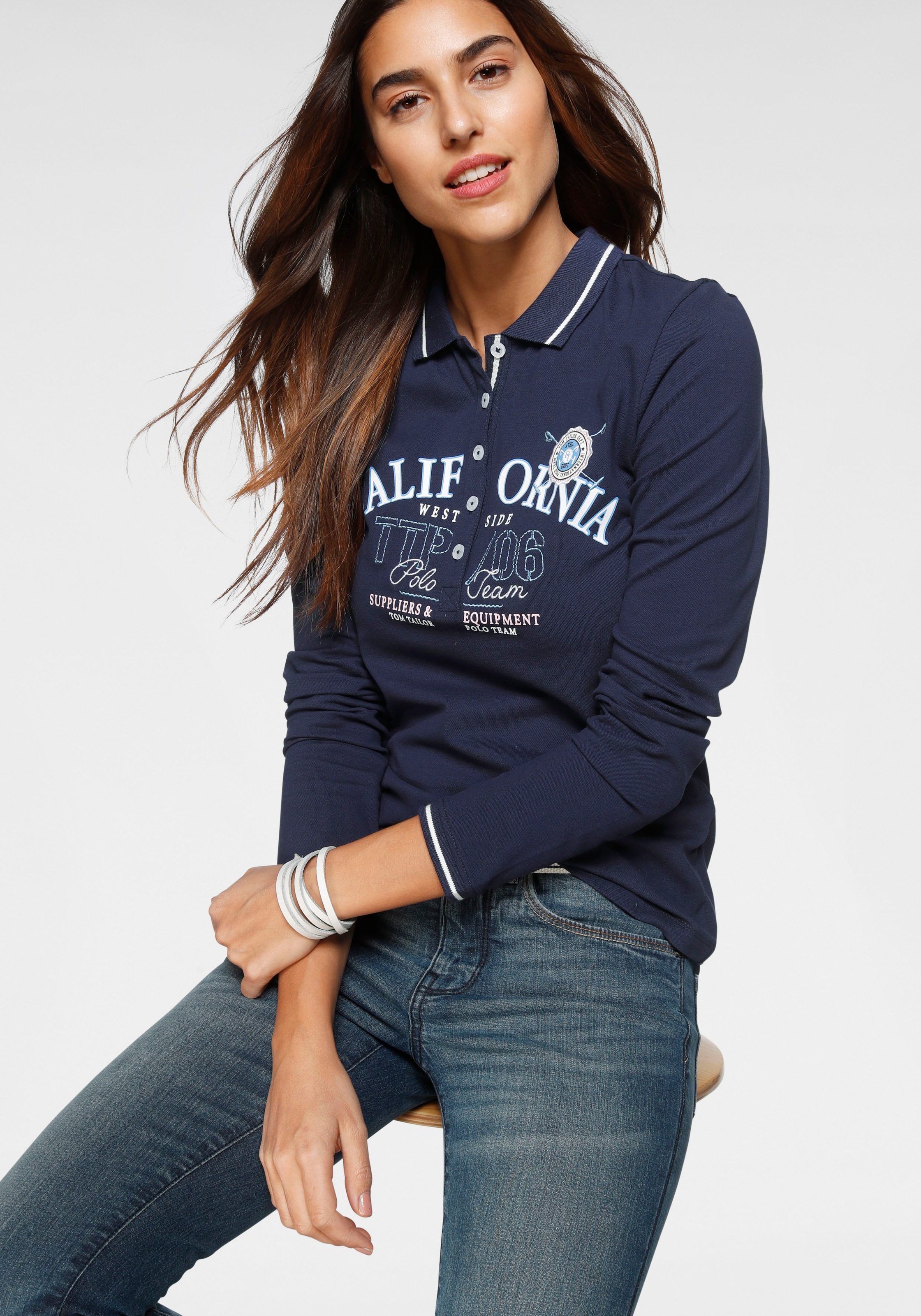 Image of TOM TAILOR Polo Team Langarm-Poloshirt, mit aufwendigen Details bei Ackermann Versand Schweiz